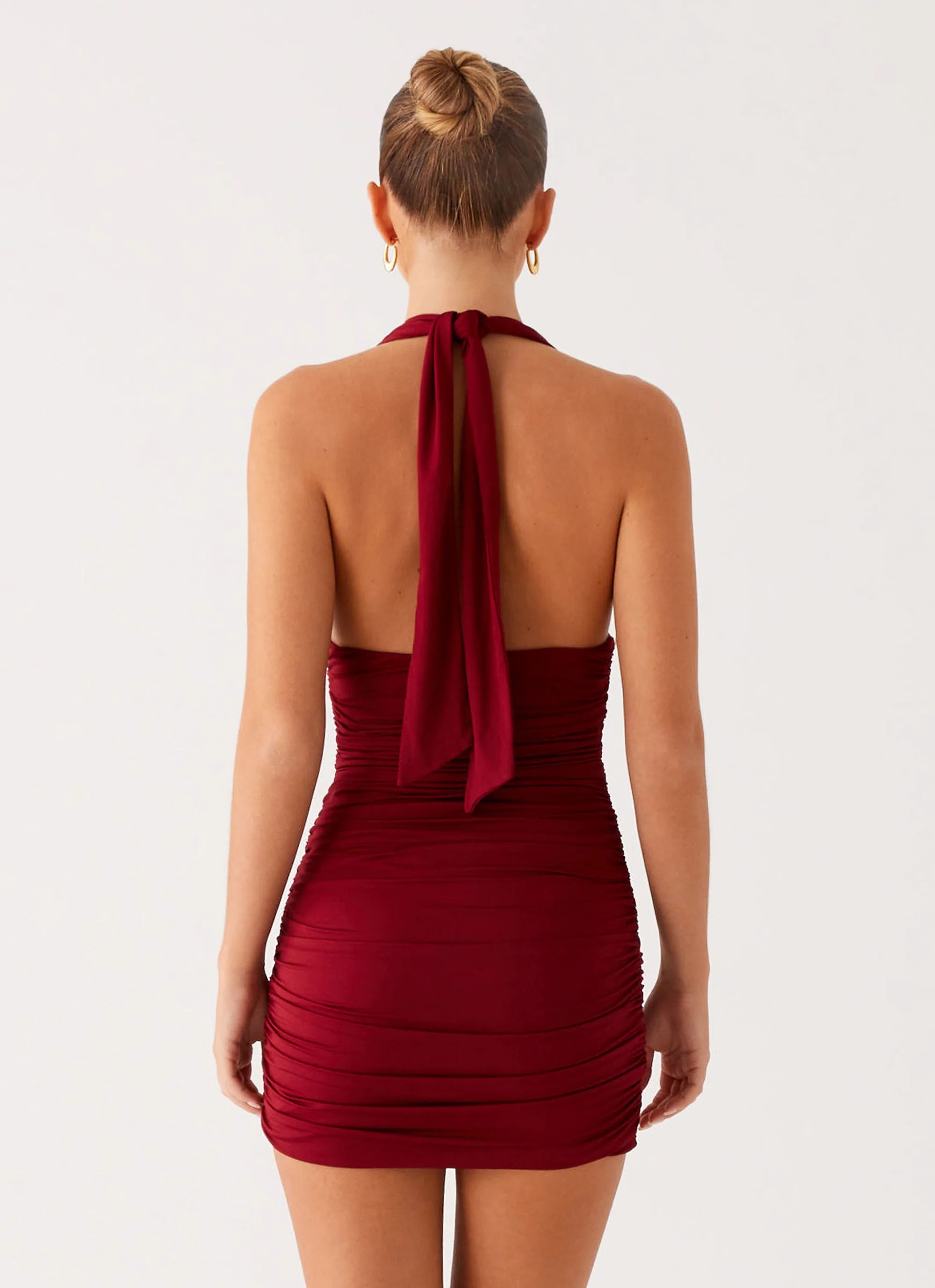 Abelia Halter Mini Dress - Maroon - Image 3