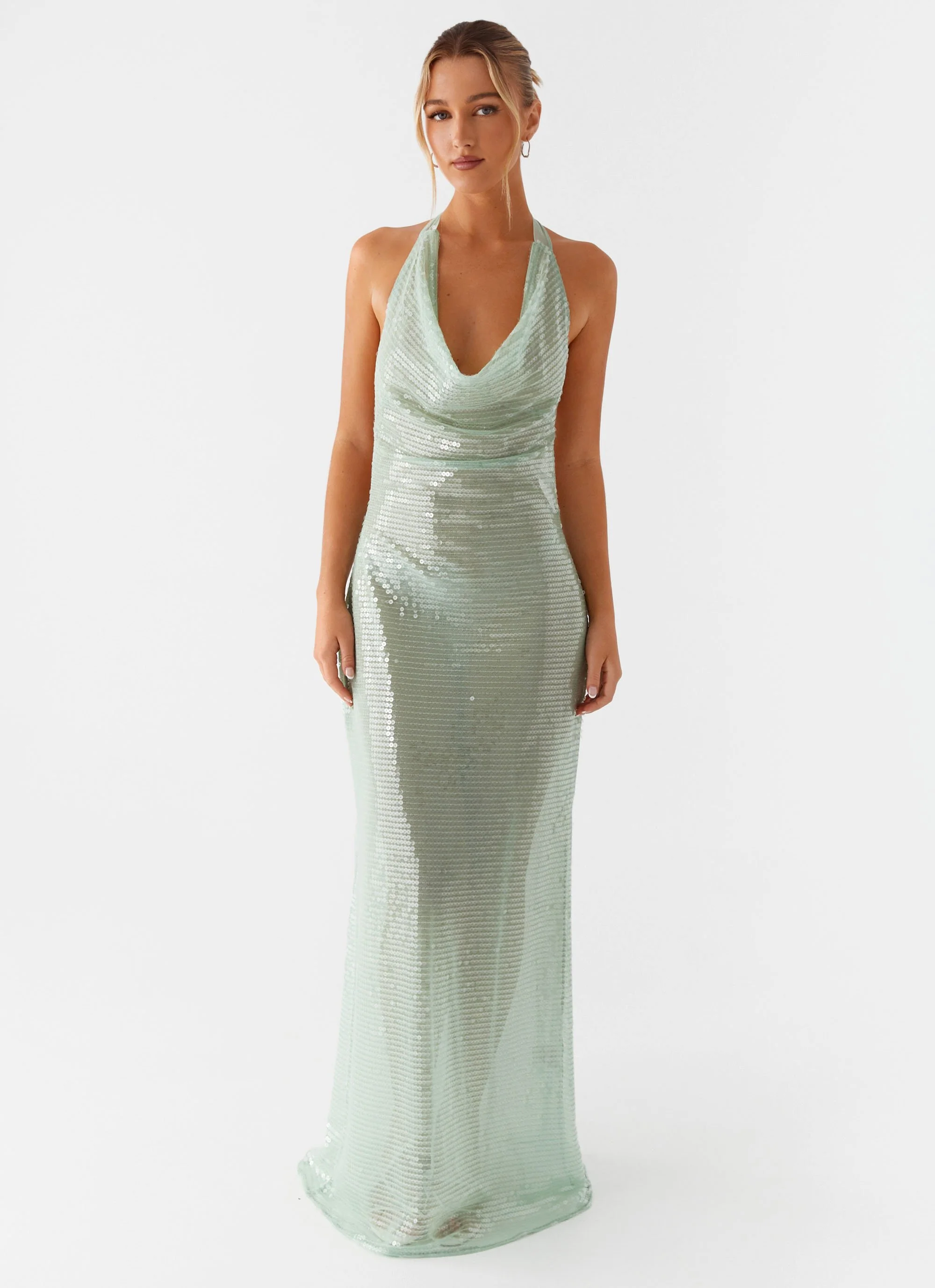 Above the Clouds Cowl Maxi Dress - Green - Image 4