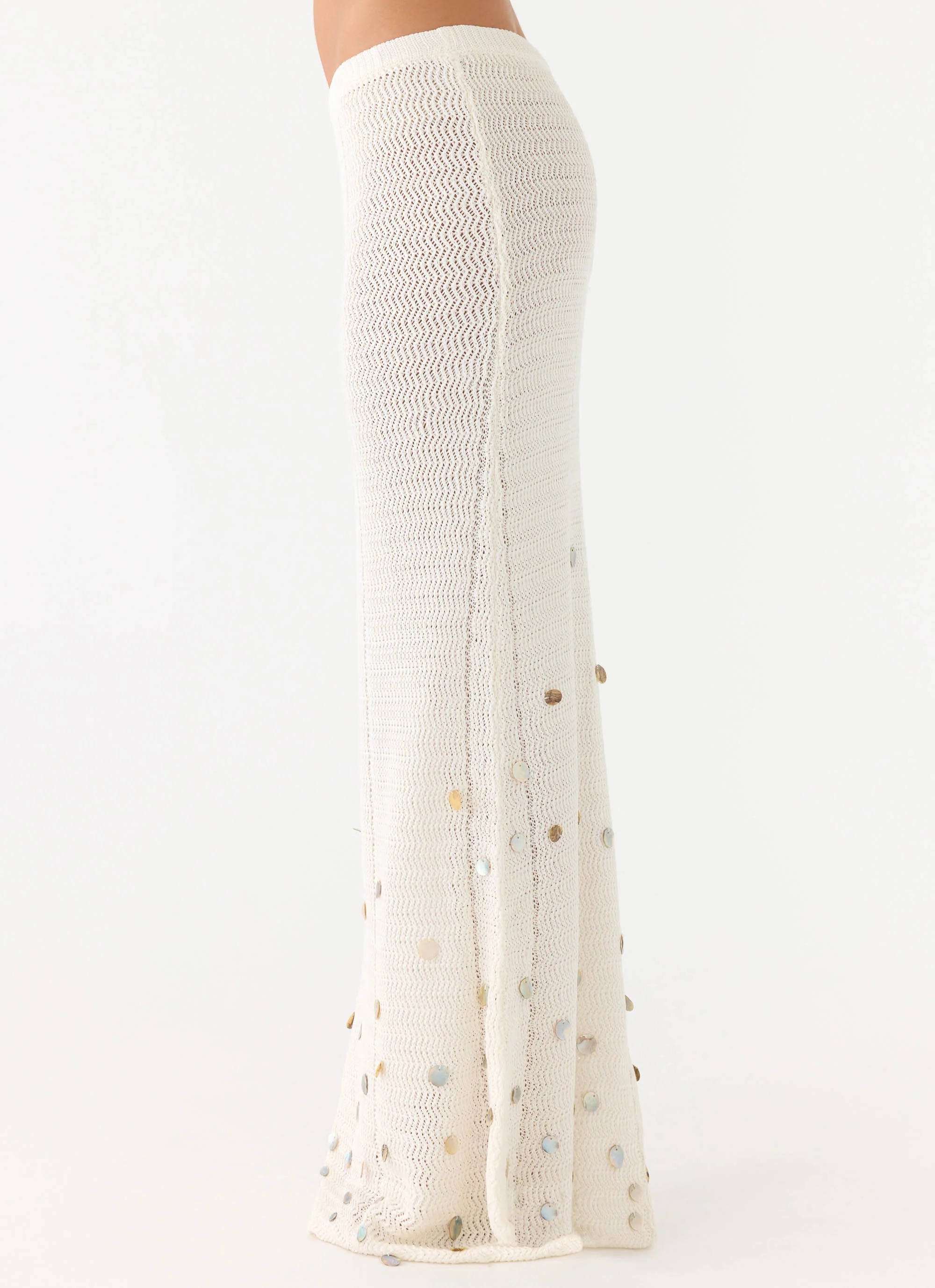 Adelaida Beaded Crochet Maxi Skirt - Ivory - Image 2