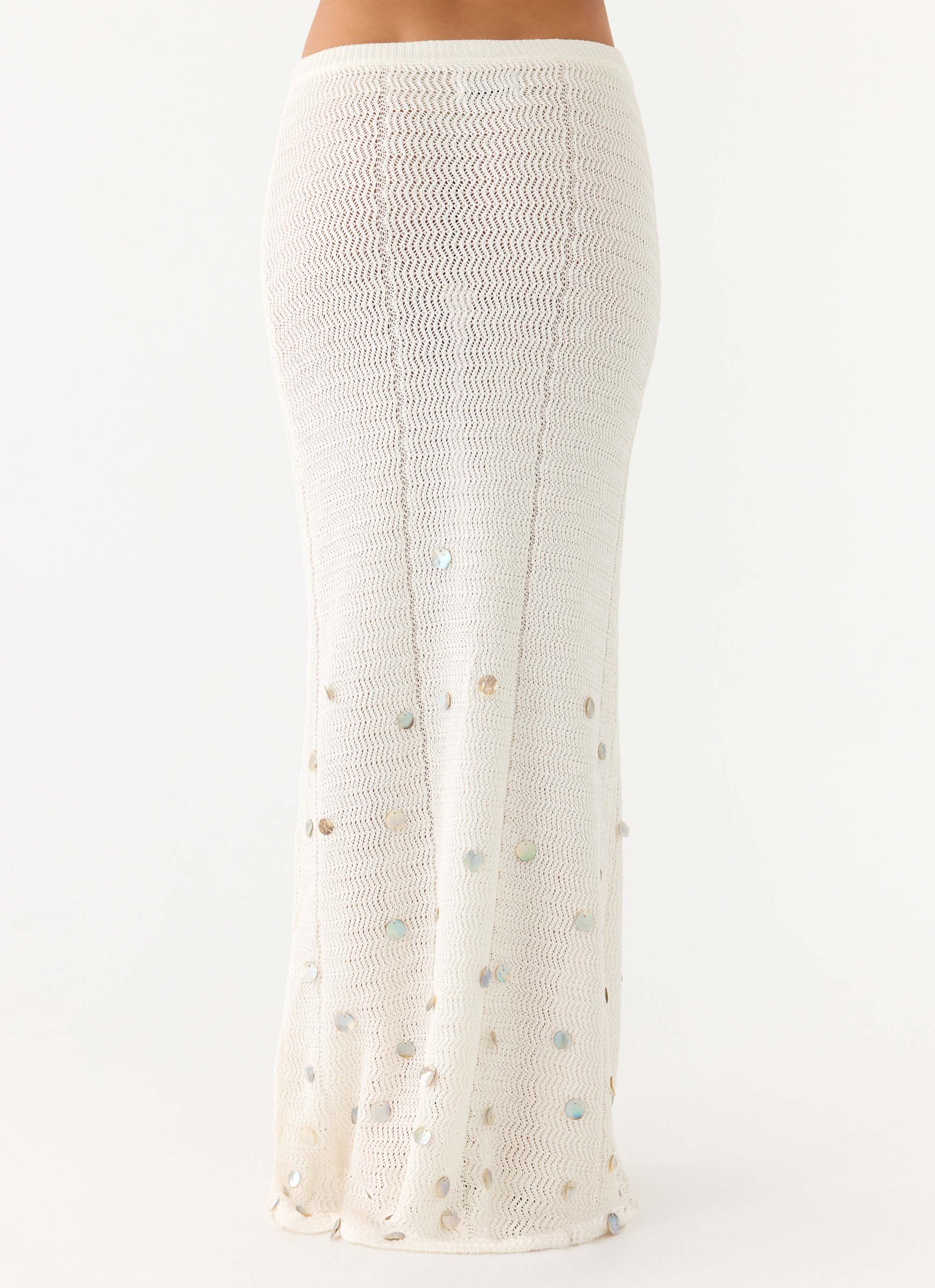Adelaida Beaded Crochet Maxi Skirt - Ivory - Image 3