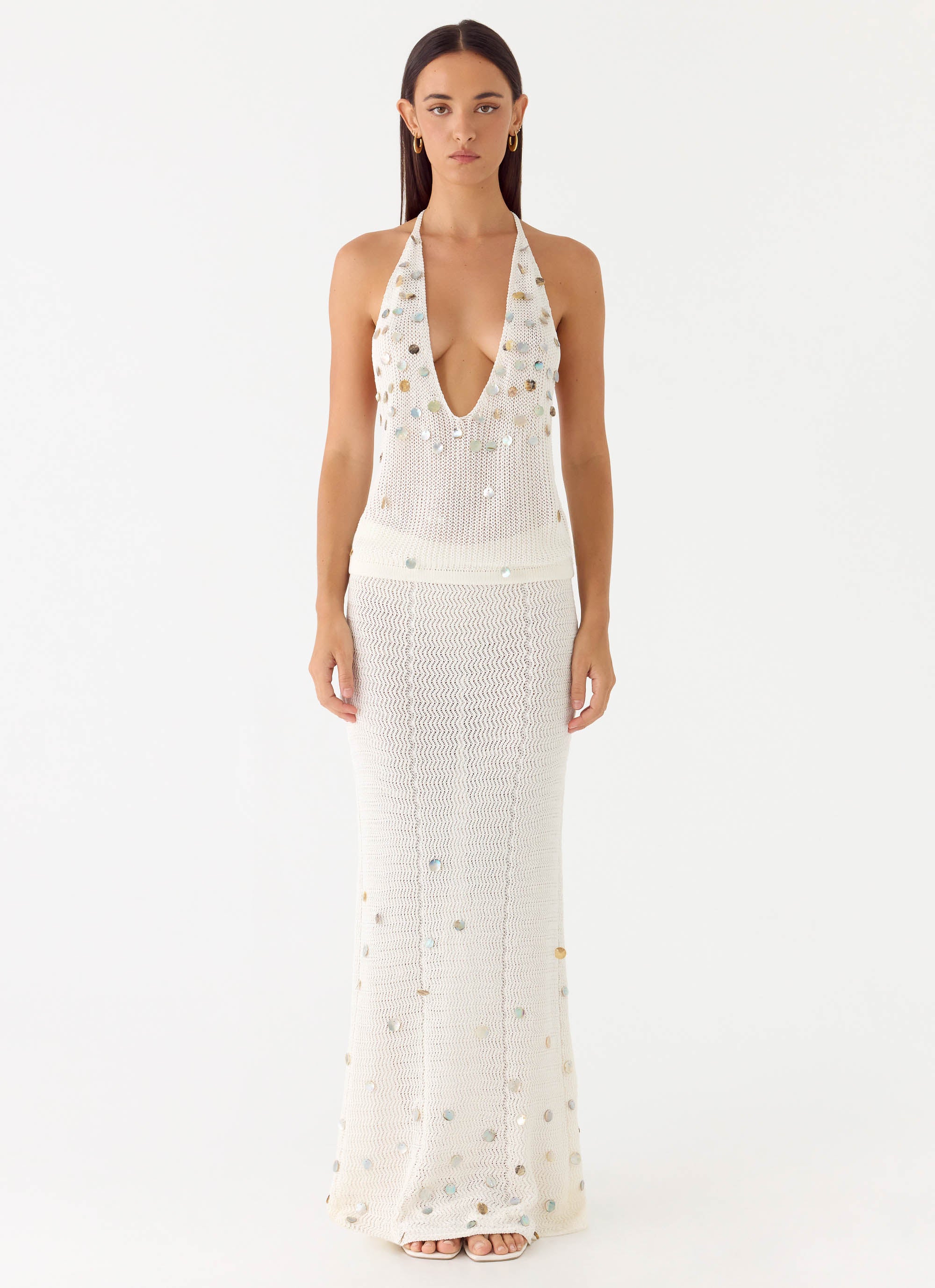 Adelaida Beaded Crochet Top - Ivory - Image 4