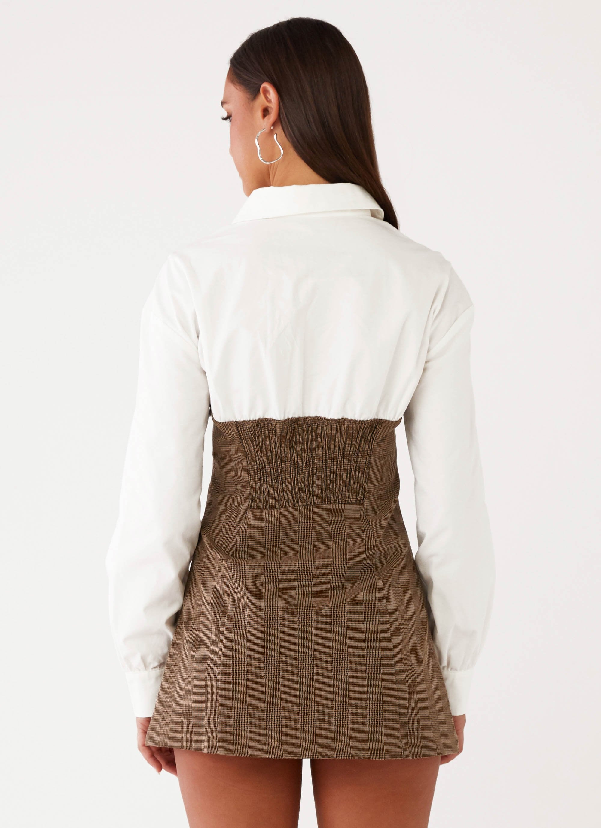 Adelaide Shirt Mini Dress - Brown - Image 4