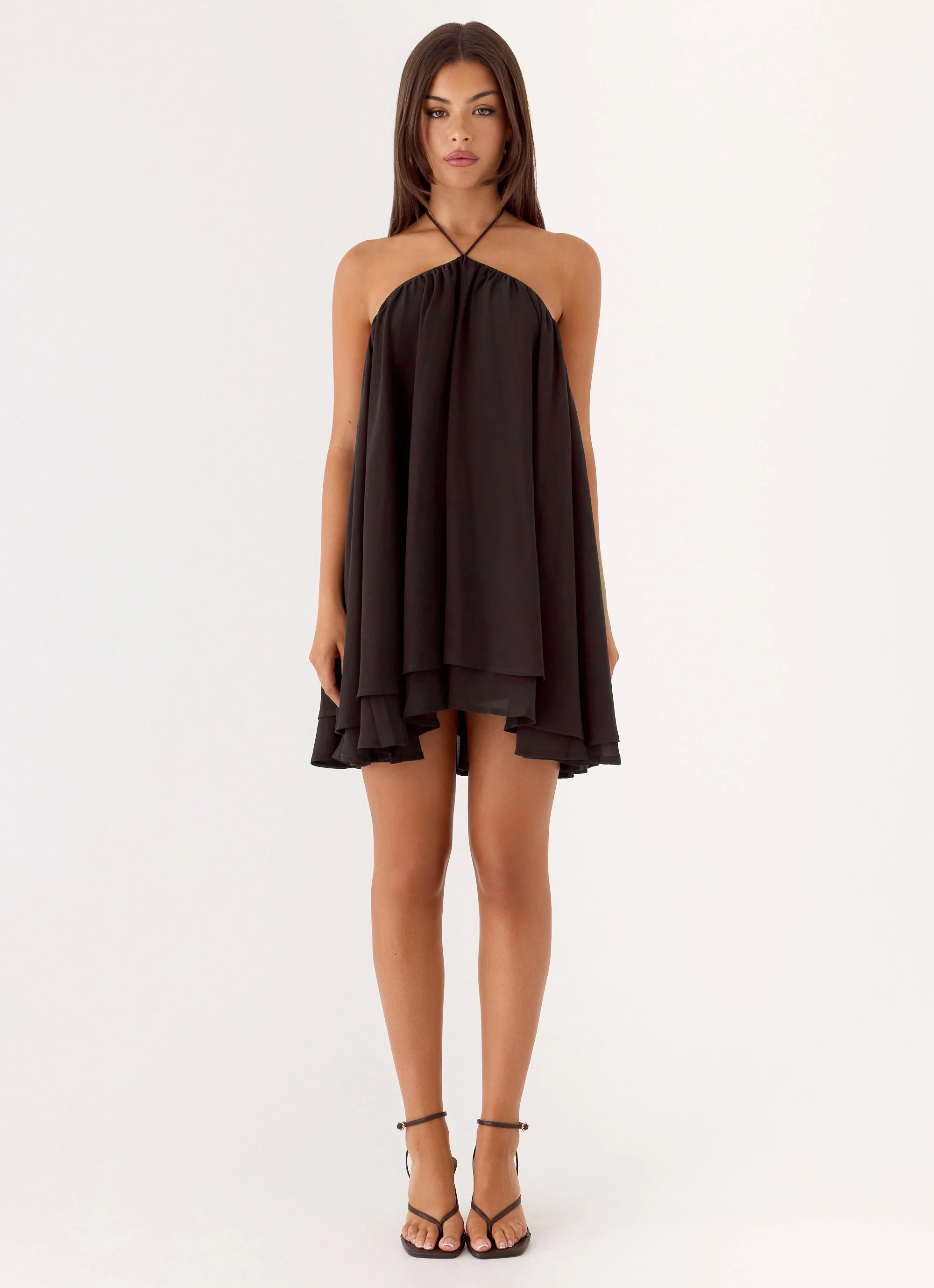 Alicelle Halter Mini Dress - Chocolate - Image 4