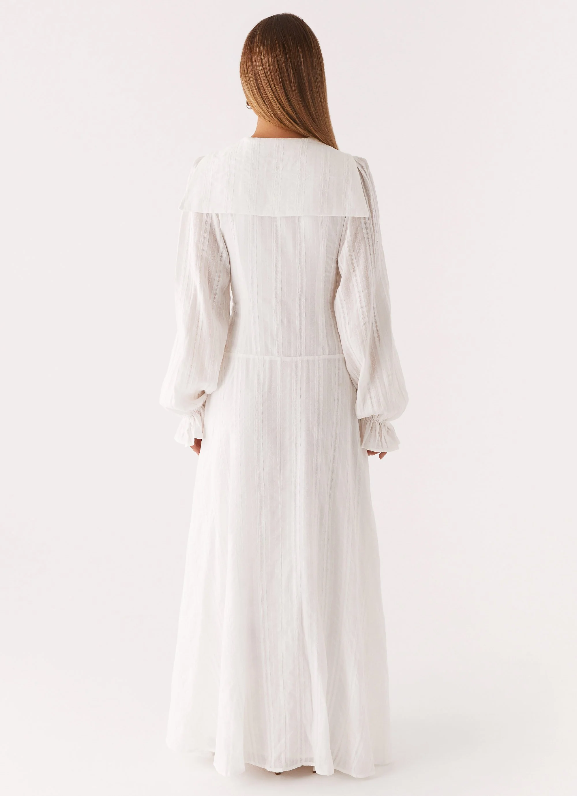 Alima Long Sleeve Maxi Dress - White - Image 4