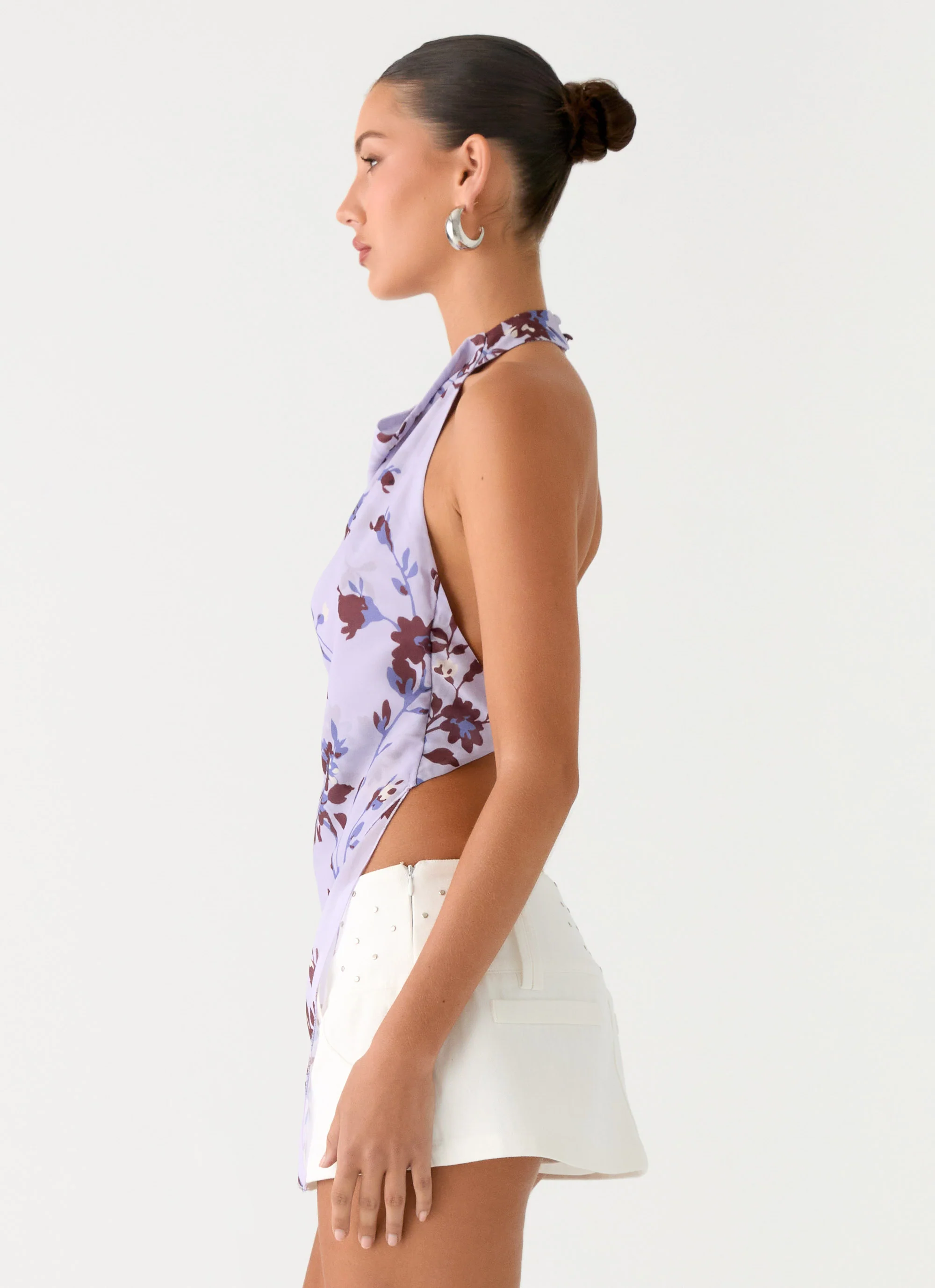Altego Layered Backless Top - Antique Lilac Floral - Image 3