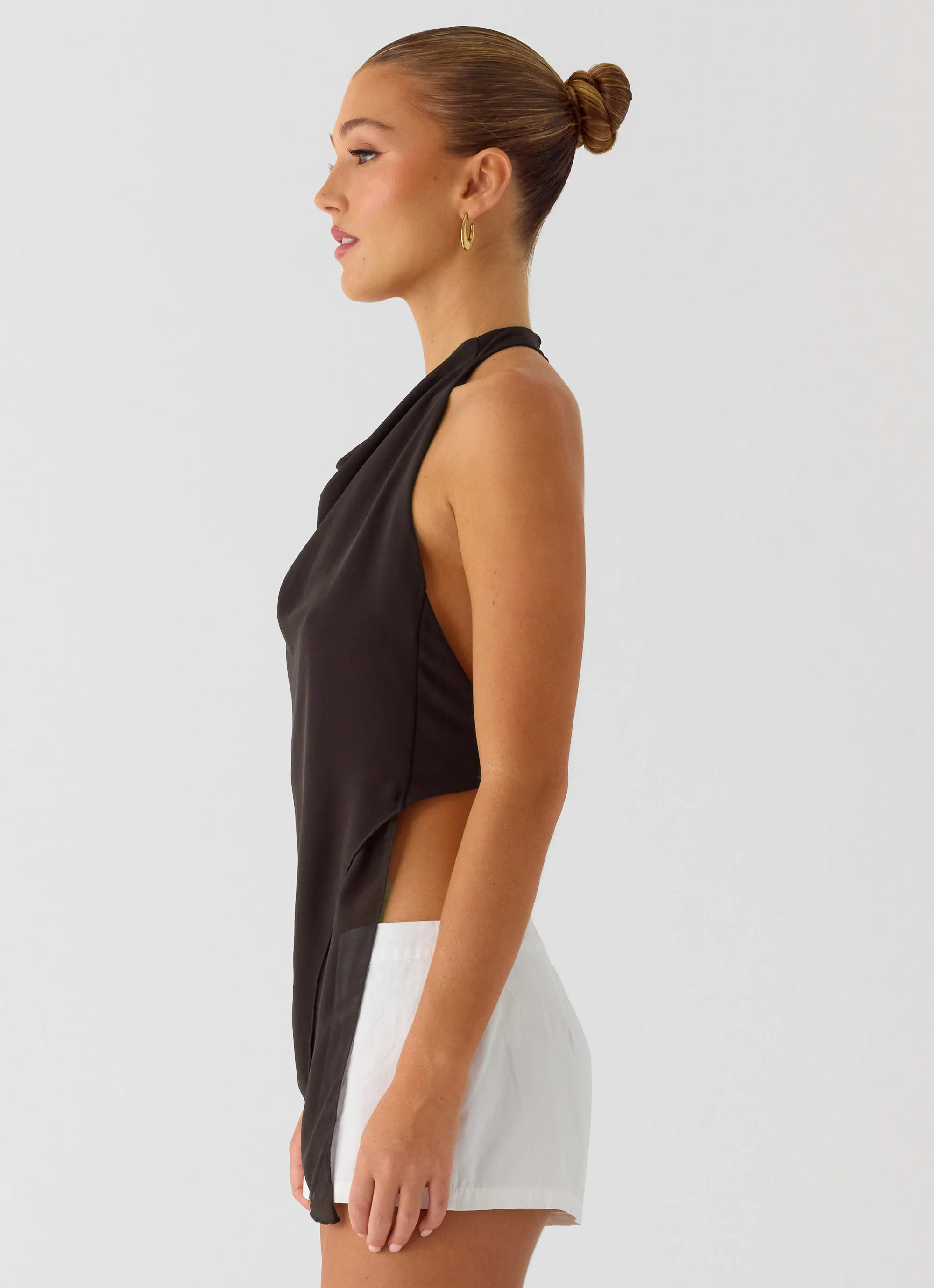 Altego Layered Backless Top - Cool Chocolate - Image 2