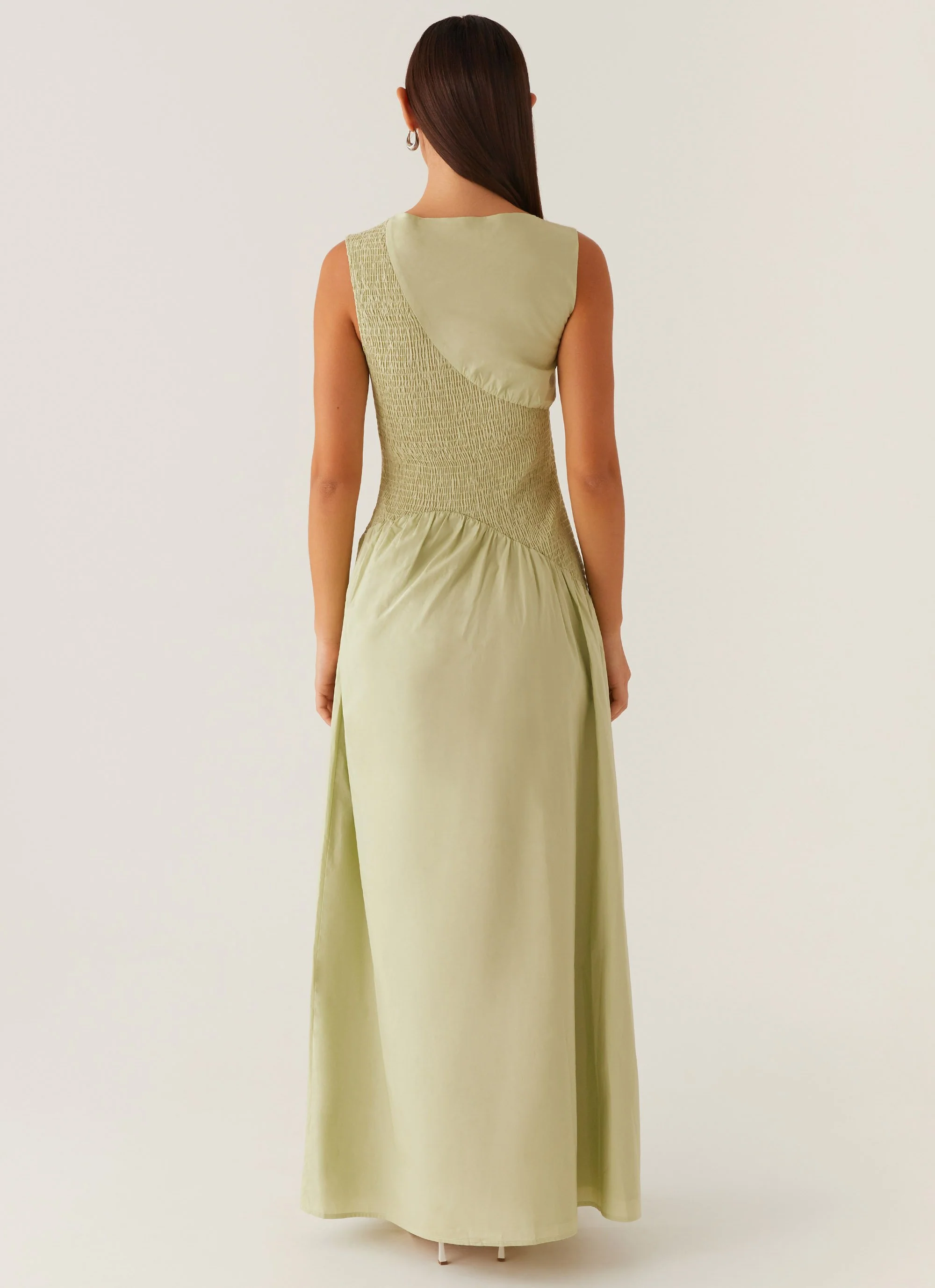 Altitude Shirred Maxi Dress - Pastel Green - Image 4