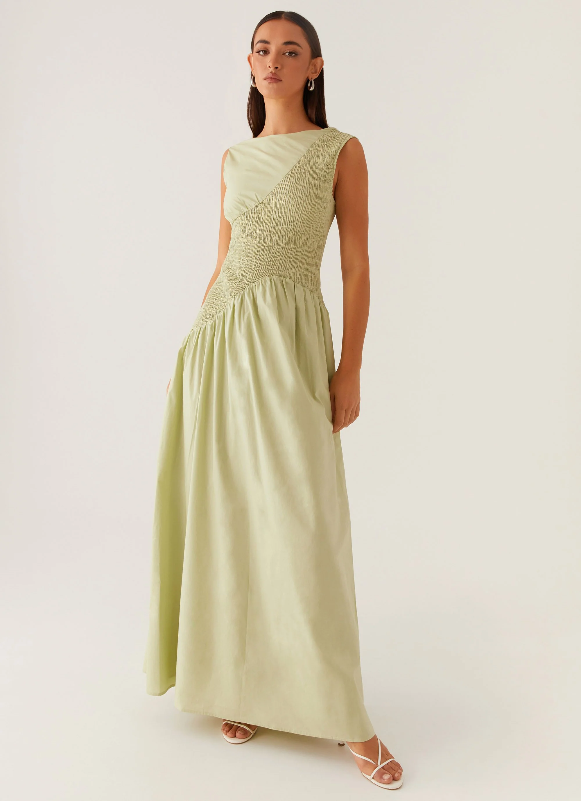 Altitude Shirred Maxi Dress - Pastel Green - Image 5