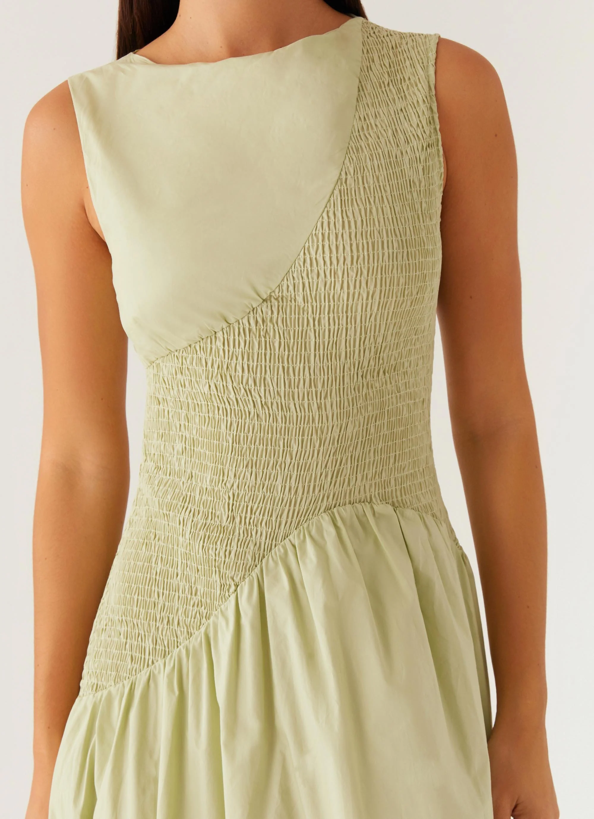 Altitude Shirred Maxi Dress - Pastel Green - Image 6