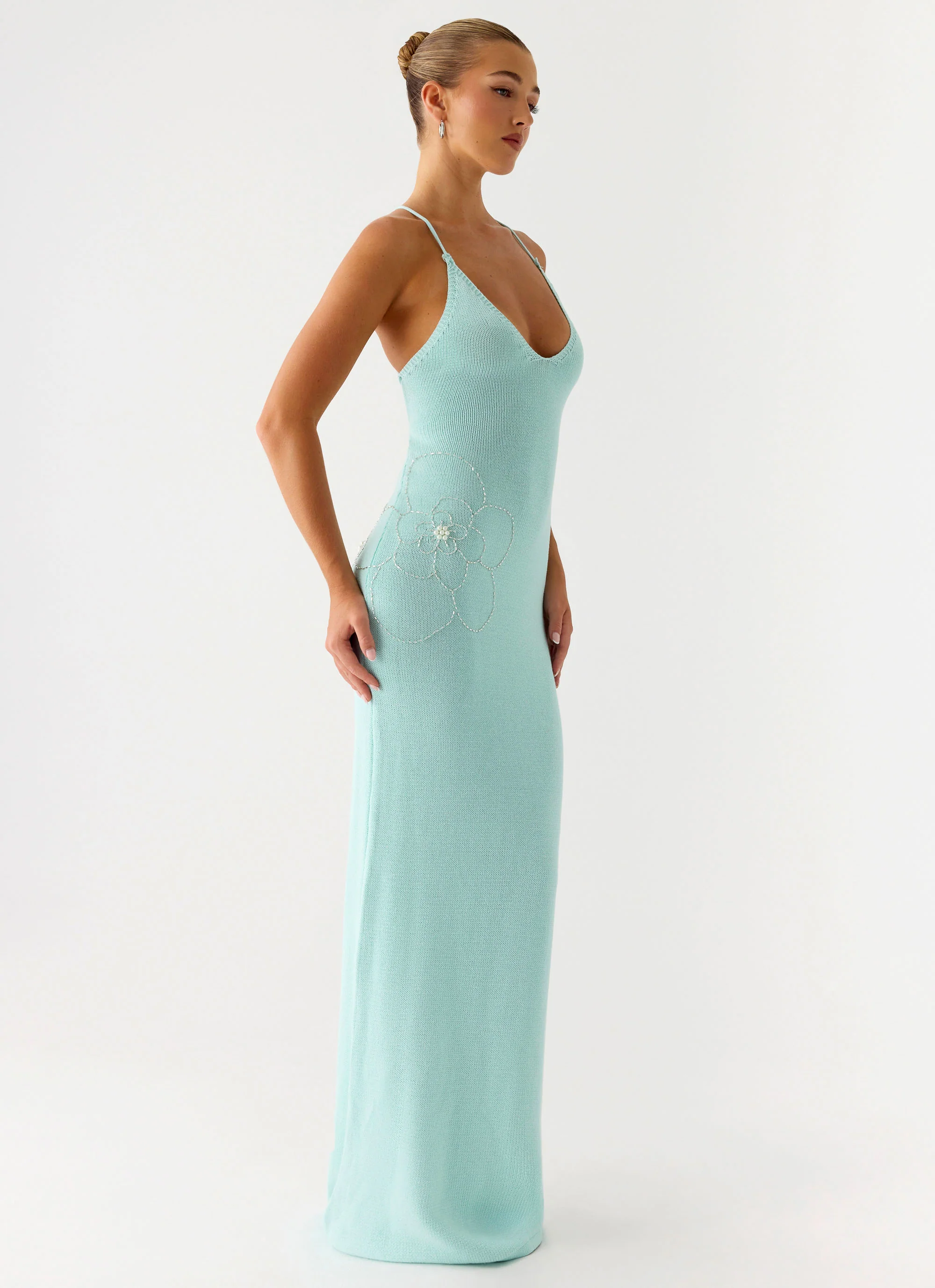 Amaya Knit Maxi Dress - Aqua - Image 6