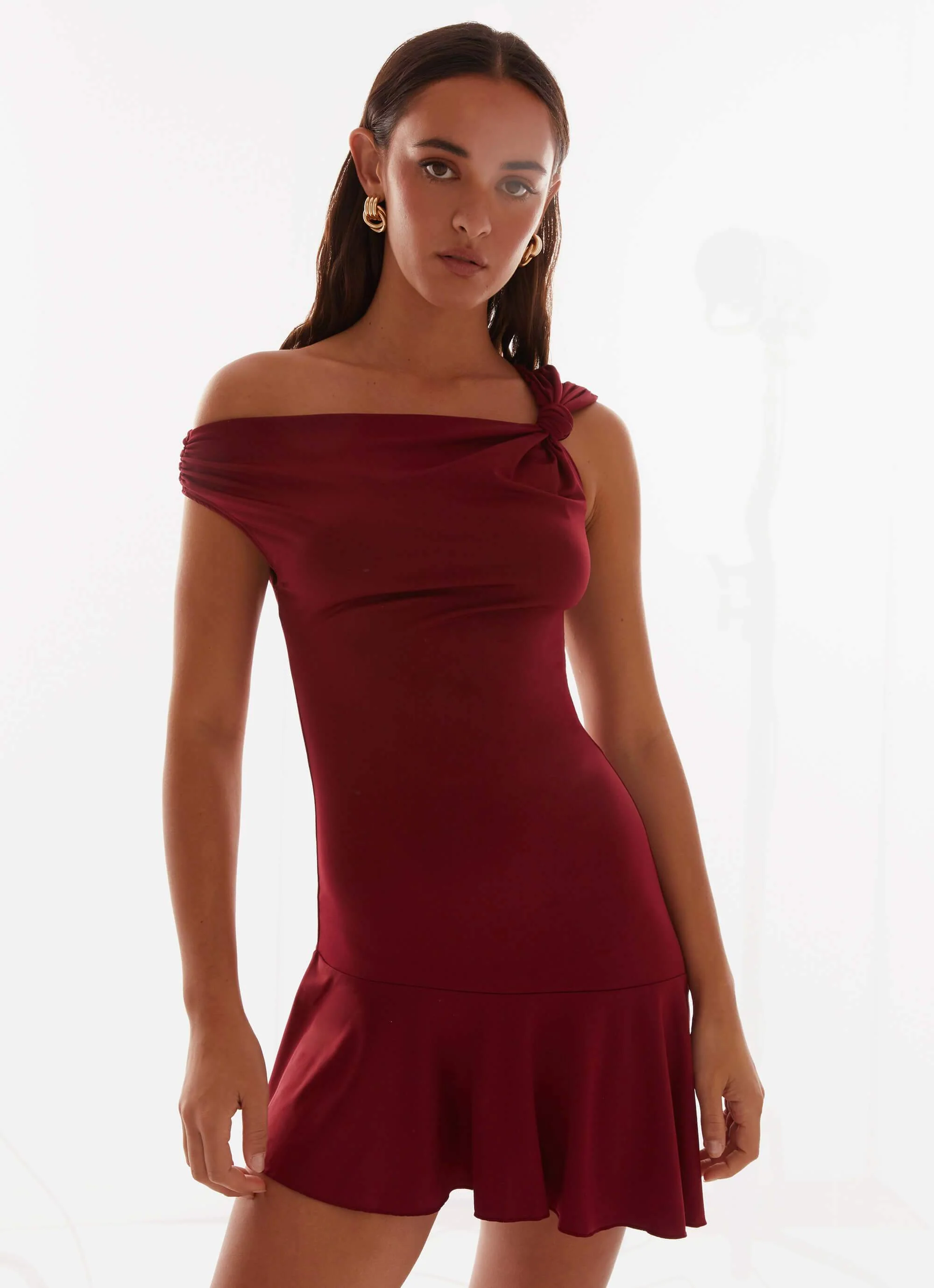 Amaya Twist Mini Dress - Maroon - Image 6