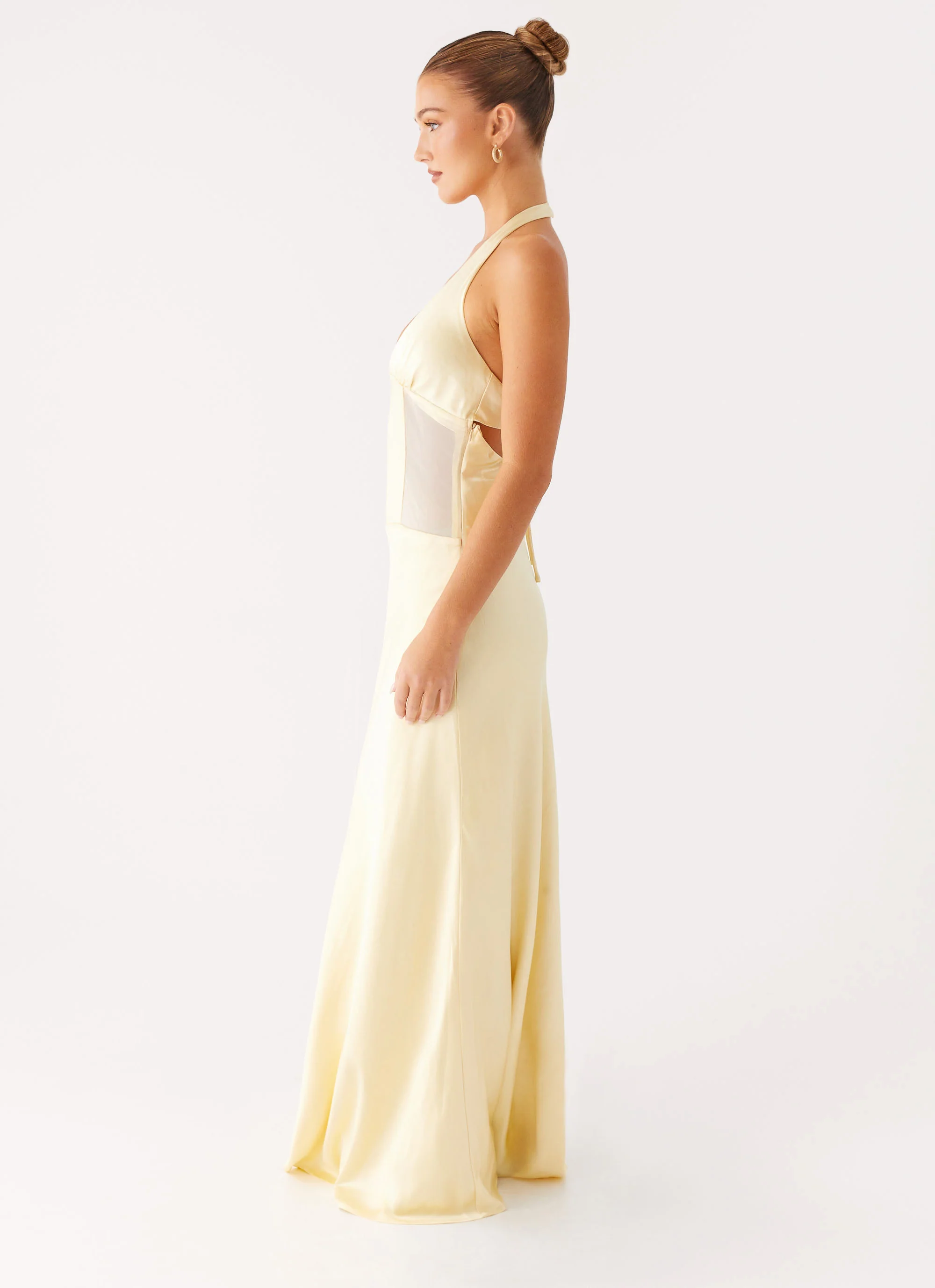Ambre Mesh Panel Maxi Dress - Yellow - Image 2