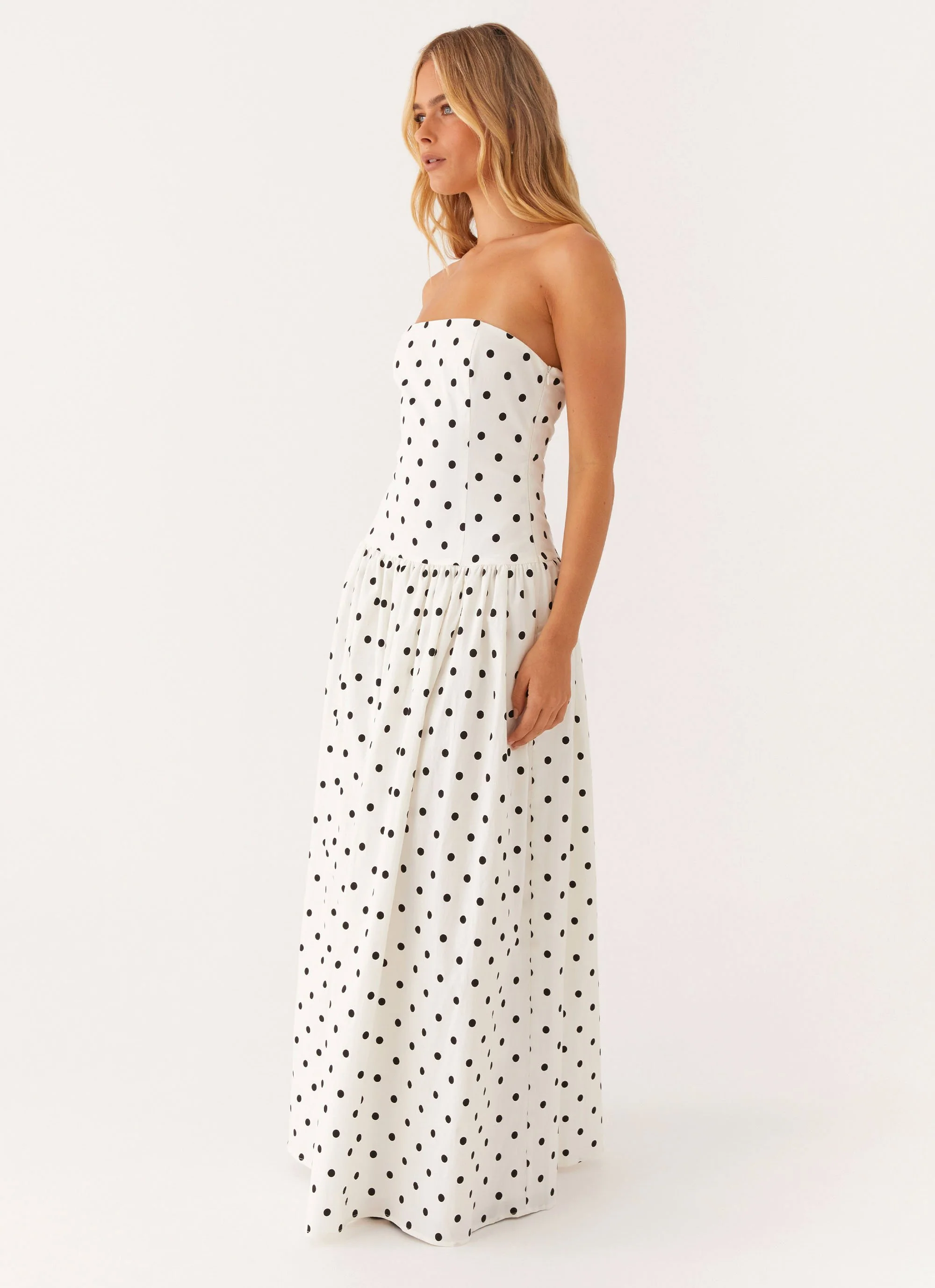 Andorra Maxi Dress - White Polkadot - Image 4