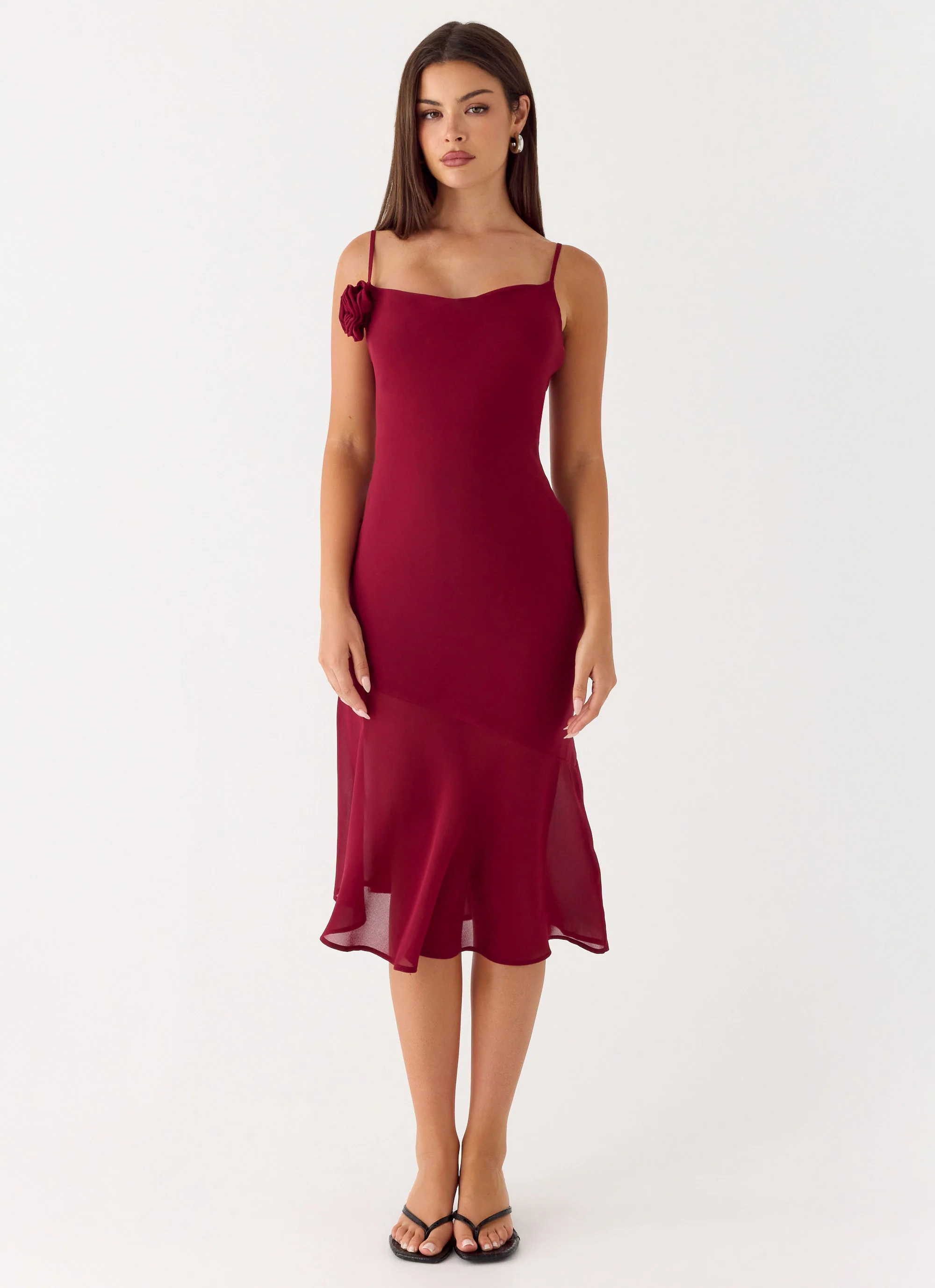 Anne Midi Dress - Deep Red - Image 4
