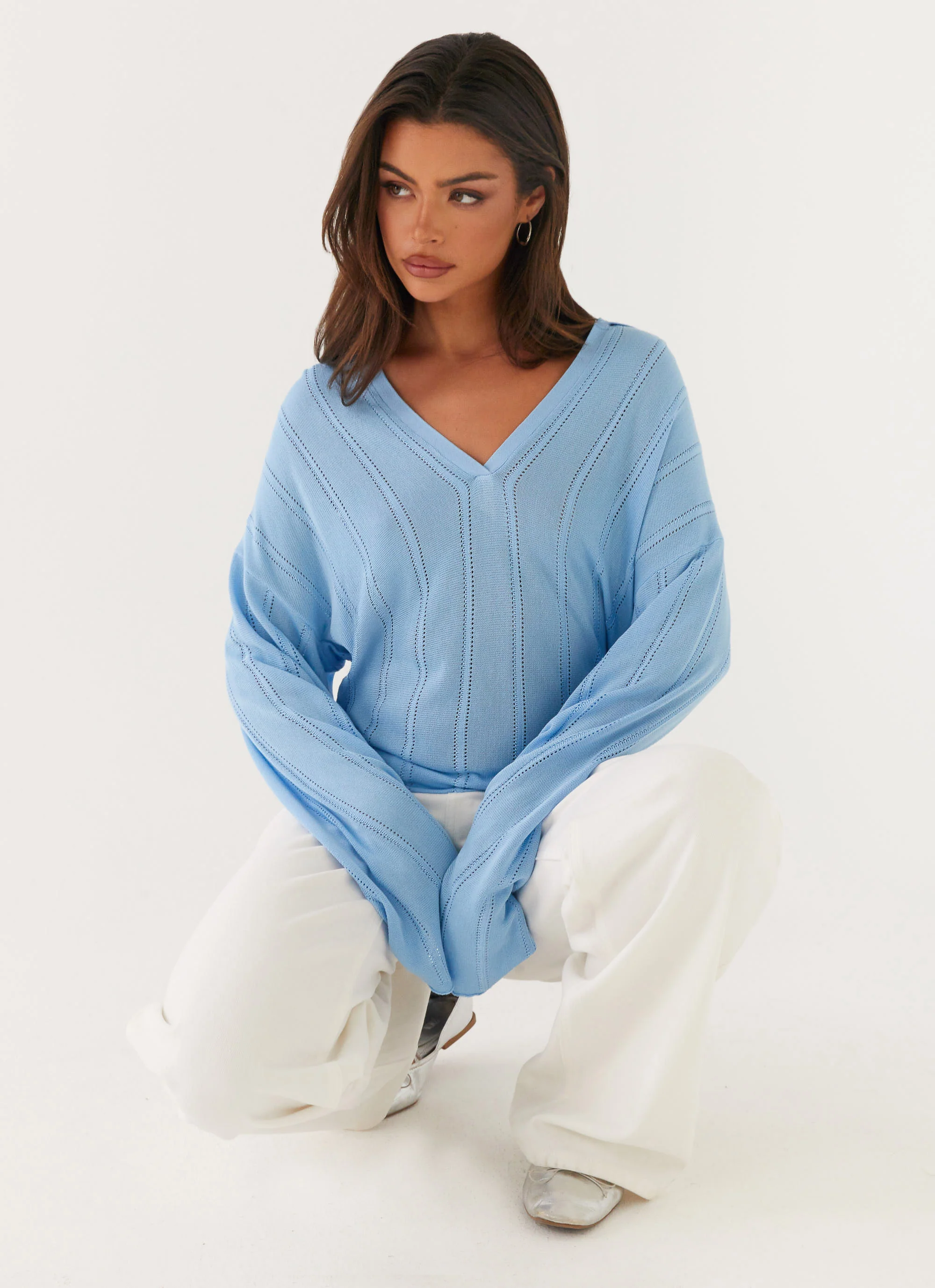 Annie Knit Polo Top - Blue - Image 6