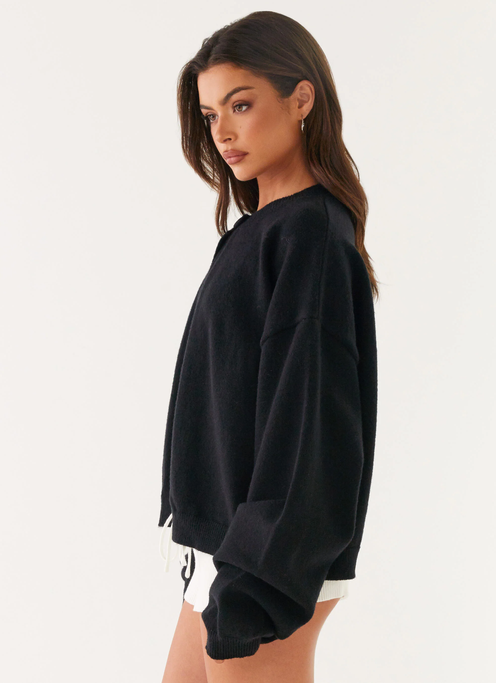 Annie One Button Cardigan - Black - Image 3