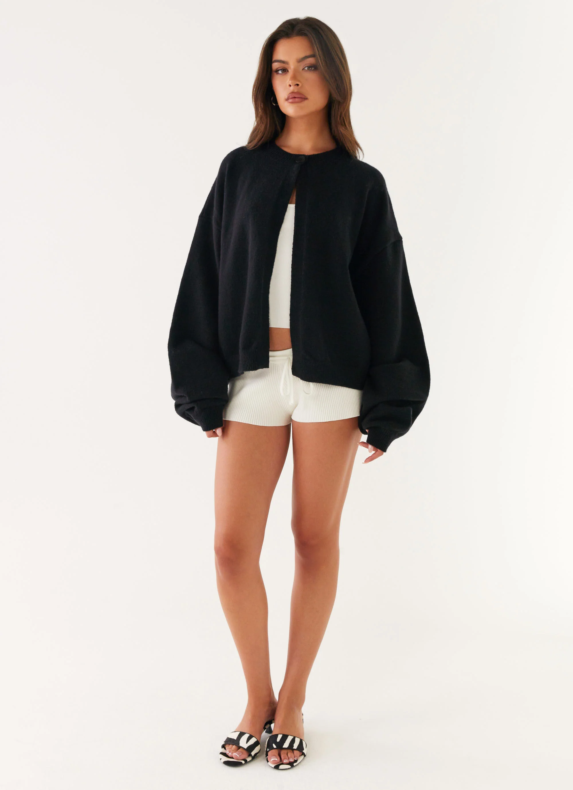 Annie One Button Cardigan - Black - Image 6