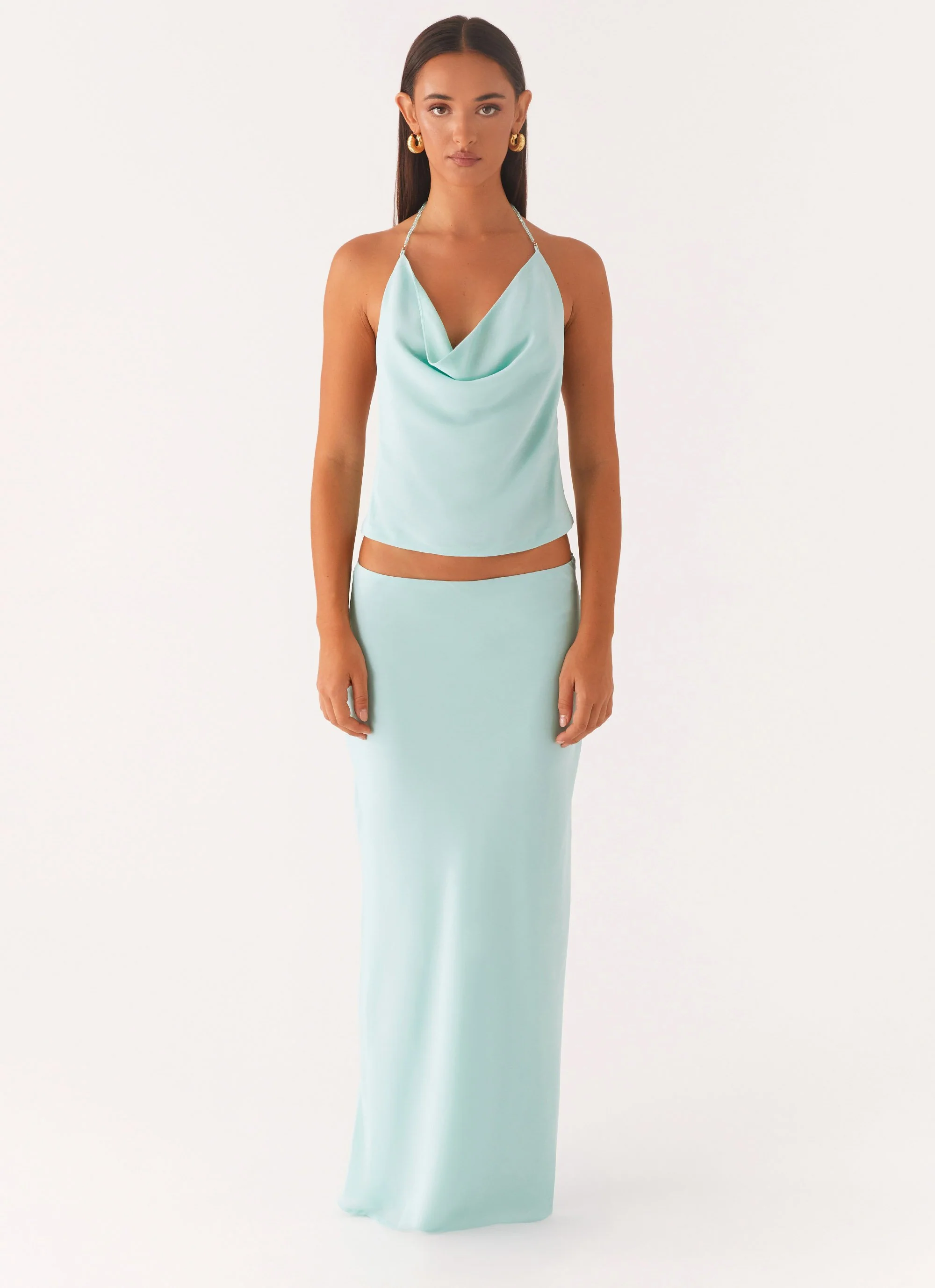 Another Life Chiffon Maxi Skirt - Pale Blue - Image 2