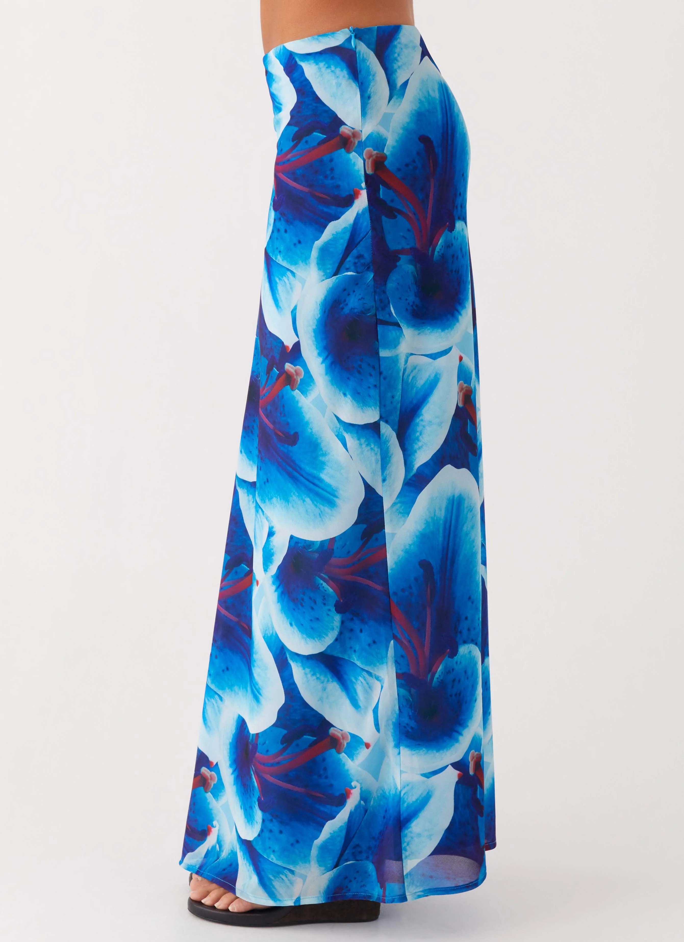 Another Life Chiffon Maxi Skirt - Turquoise Floral - Image 3