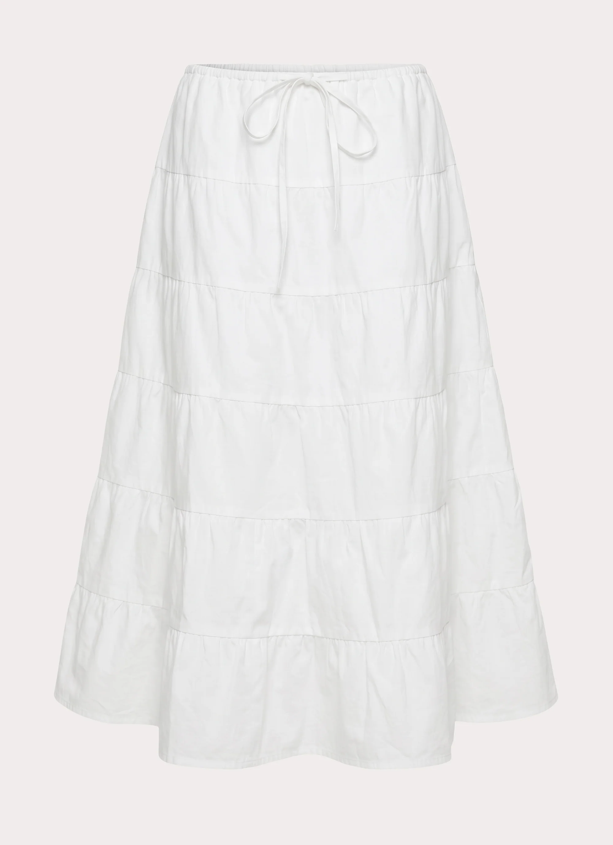 Aphira Tiered Midi Skirt - White - Image 2