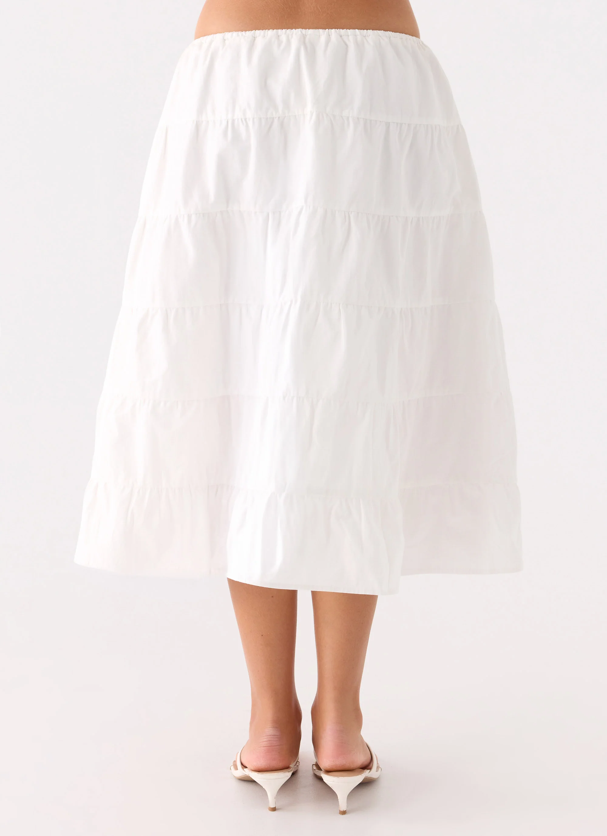 Aphira Tiered Midi Skirt - White - Image 6