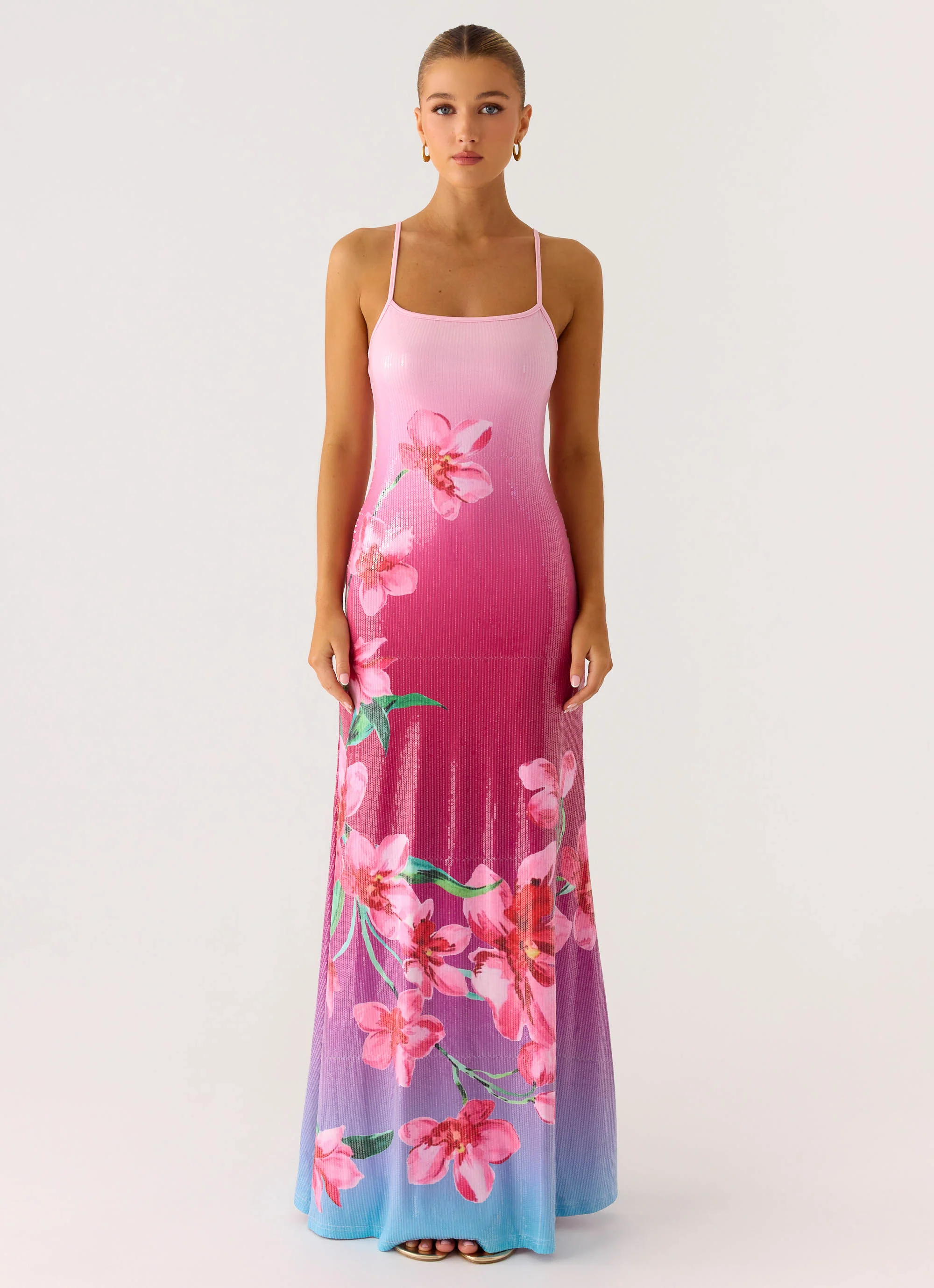 Ariaz Sequin Maxi Dress - Ombre Reef - Image 4