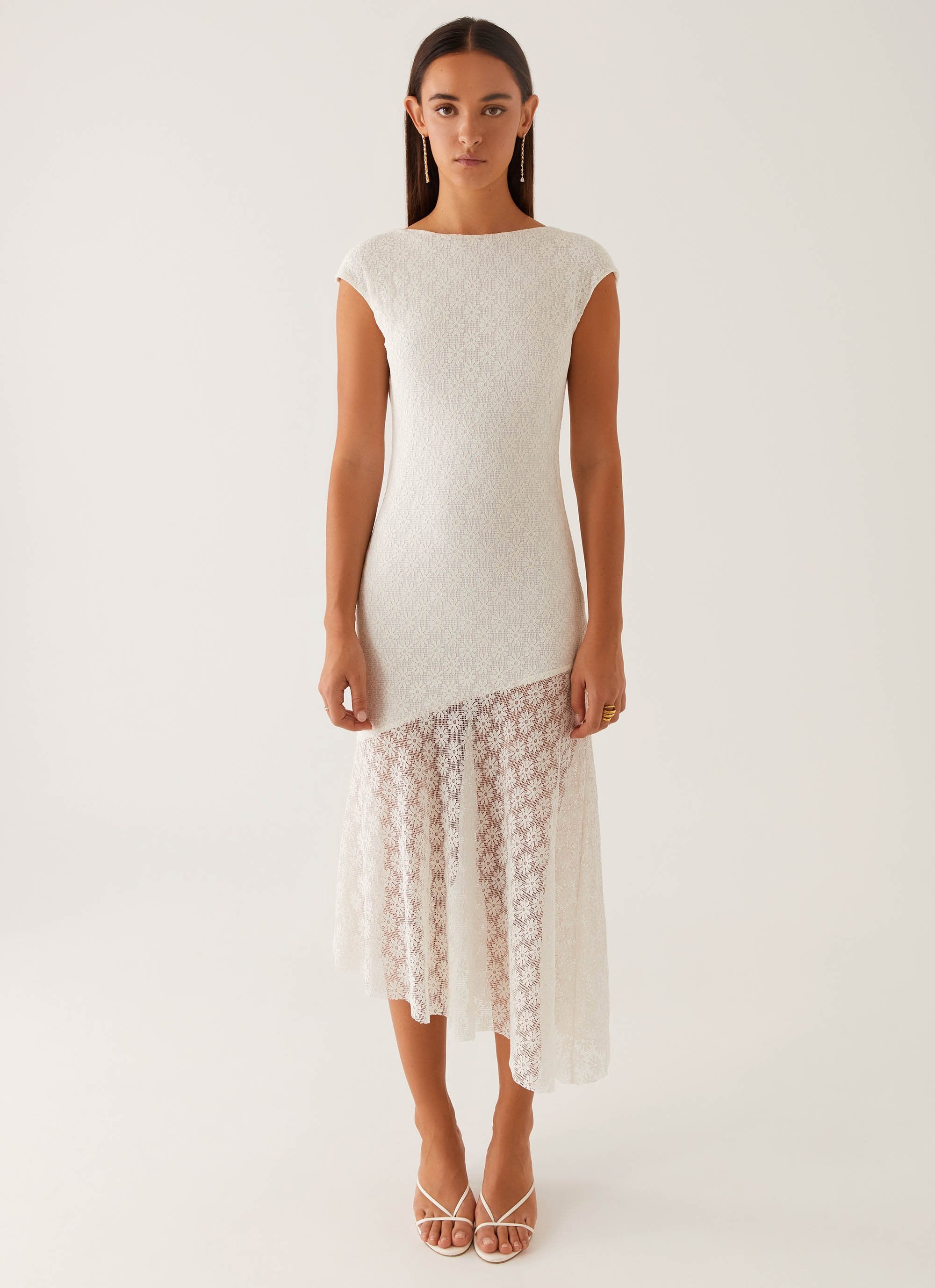 Arielle Open Back Midi Dress - White - Image 2