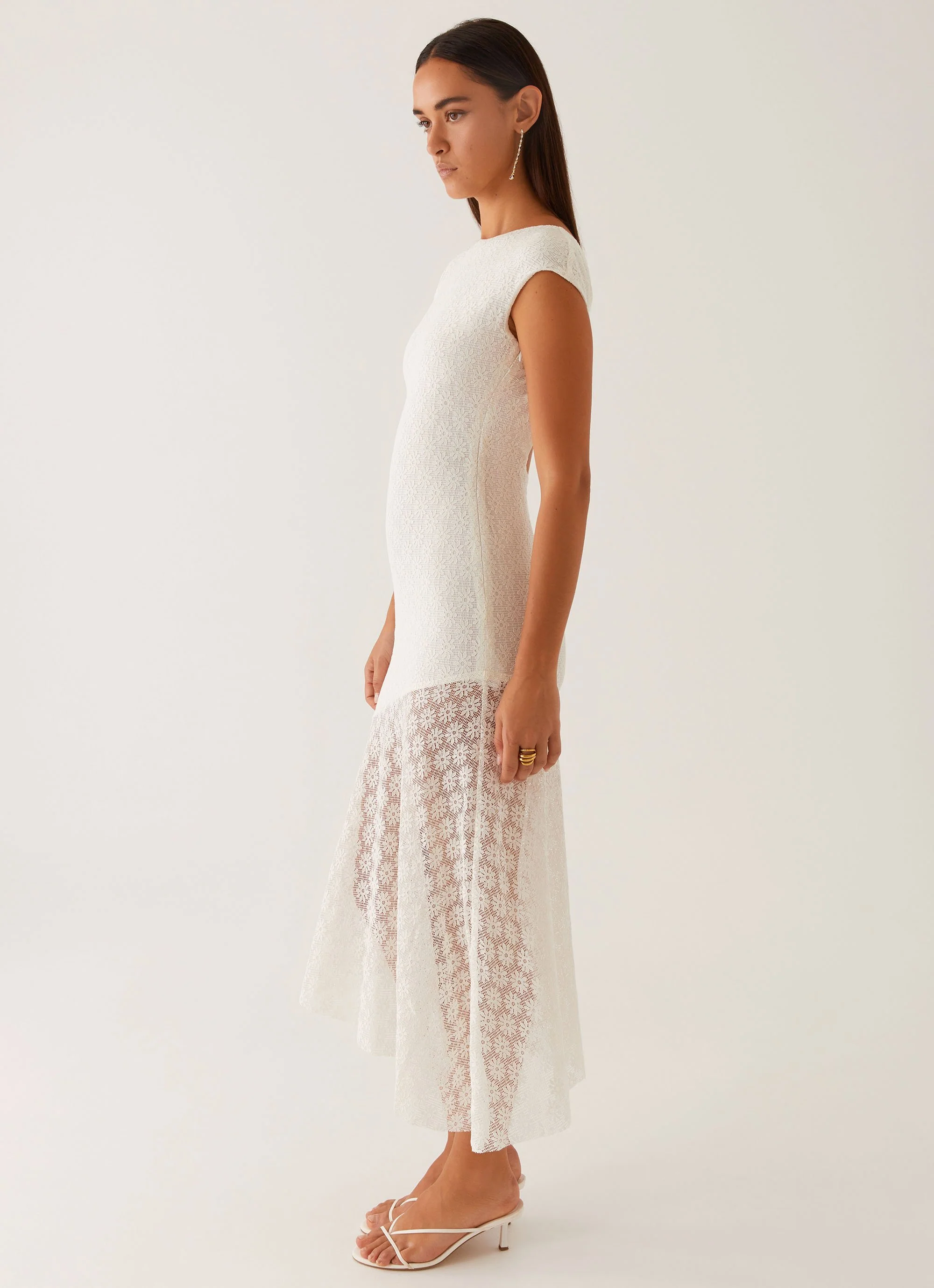 Arielle Open Back Midi Dress - White - Image 3