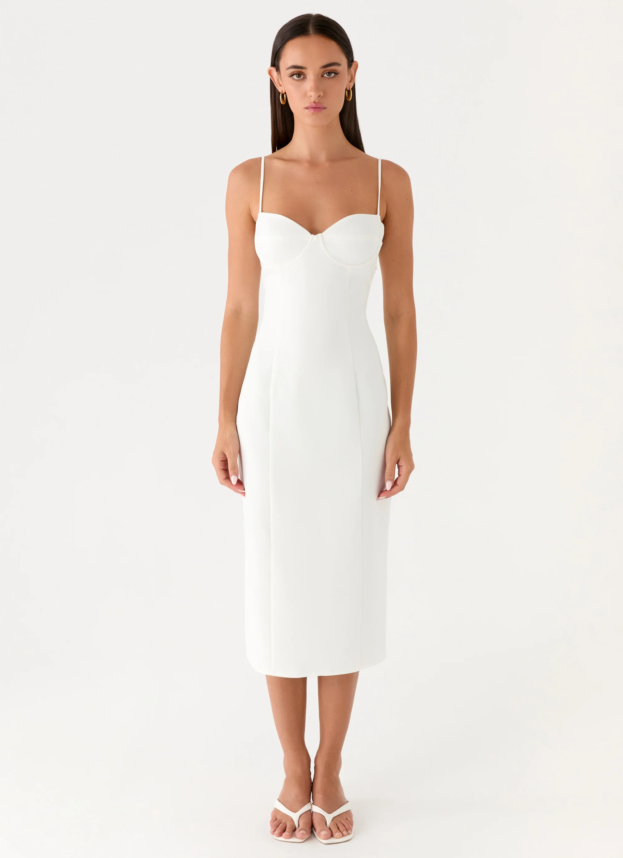 Asling Bustier Midi Dress - White