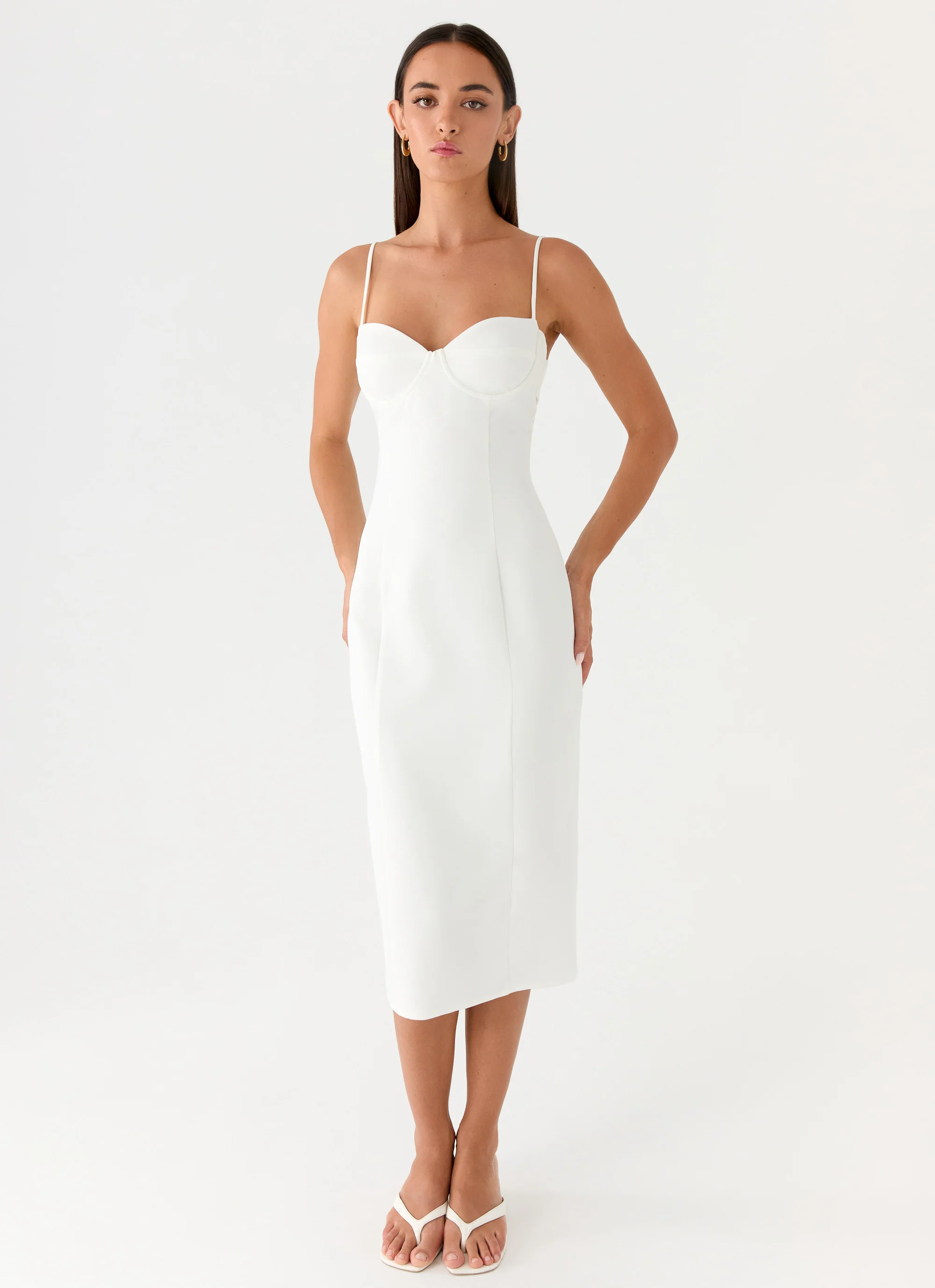 Asling Bustier Midi Dress - White - Image 4