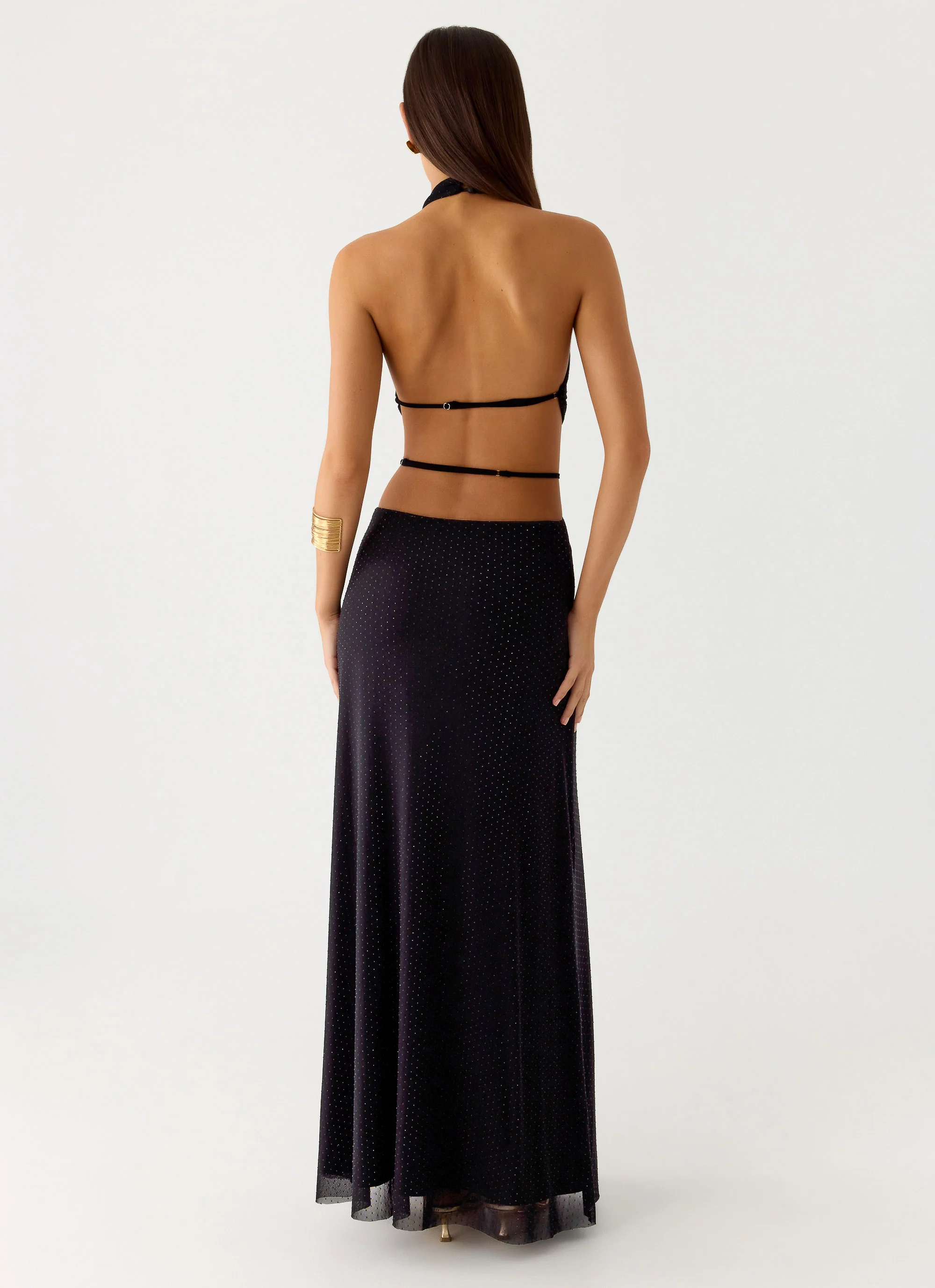 Astraeus Beaded Sequin Maxi Dress - Black - Image 3