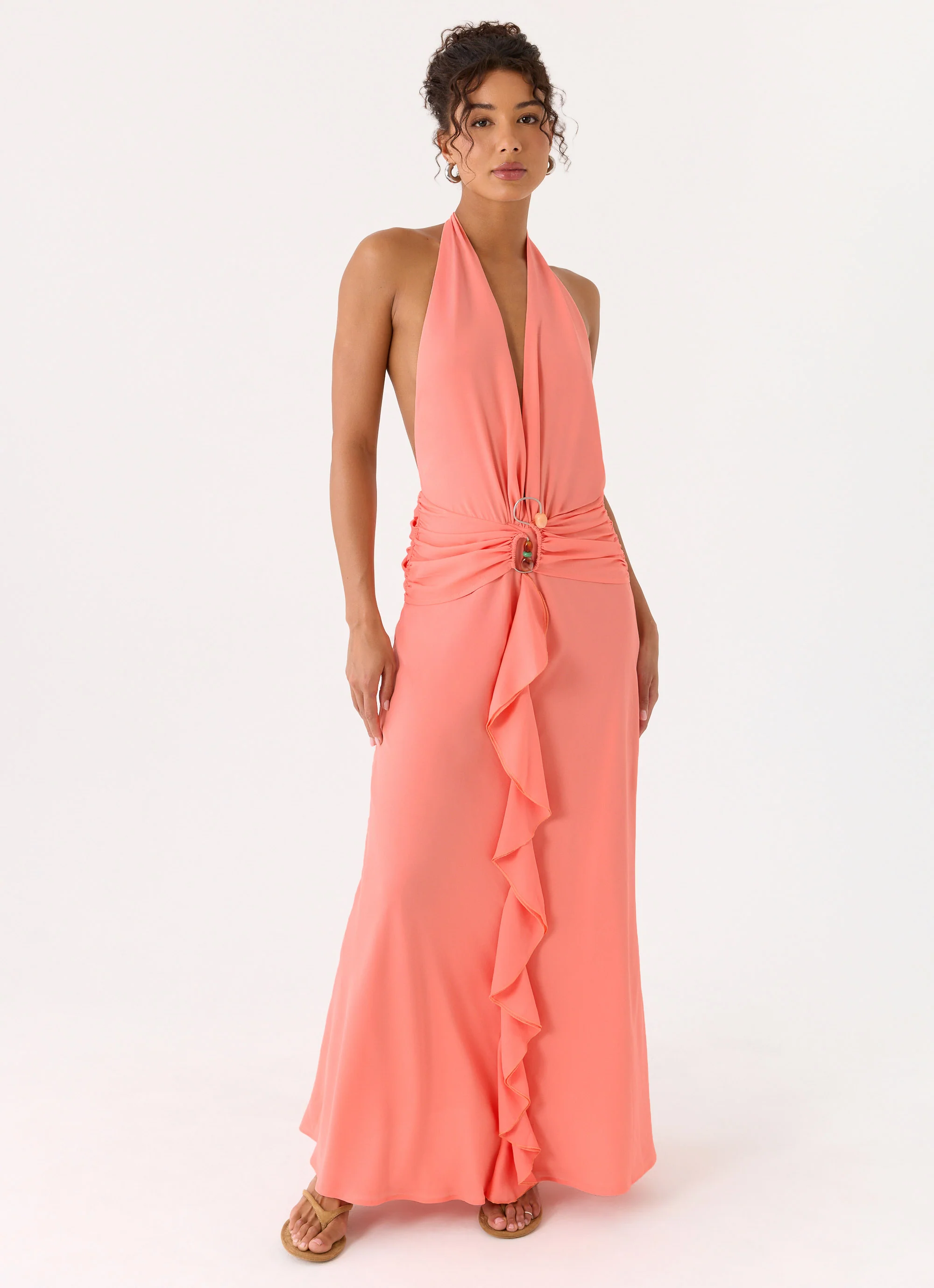 Attina Halter Maxi Dress - Coral - Image 9