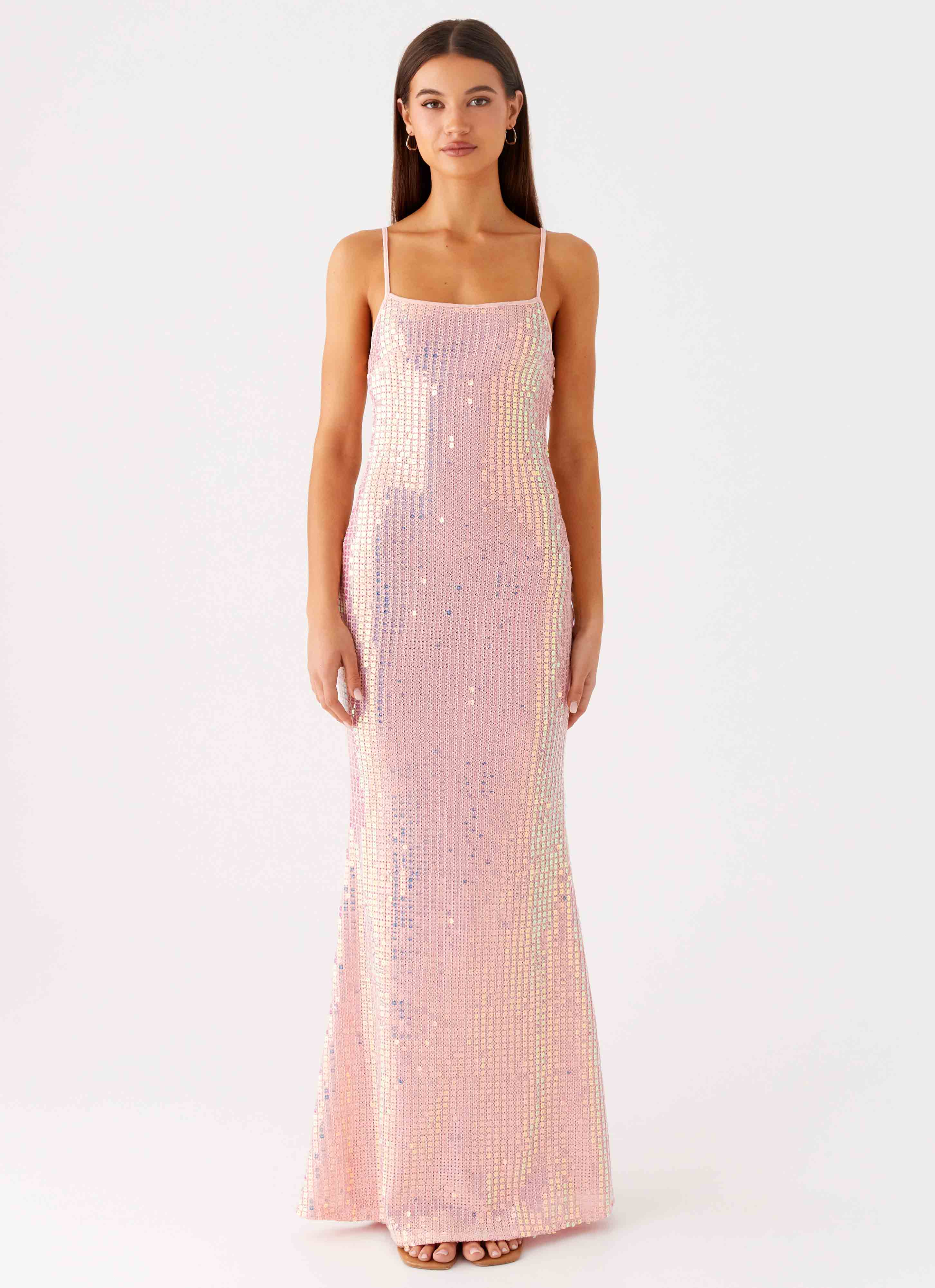 Attitude Knit Sequin Maxi Dress - Iridescent Pink - Image 4