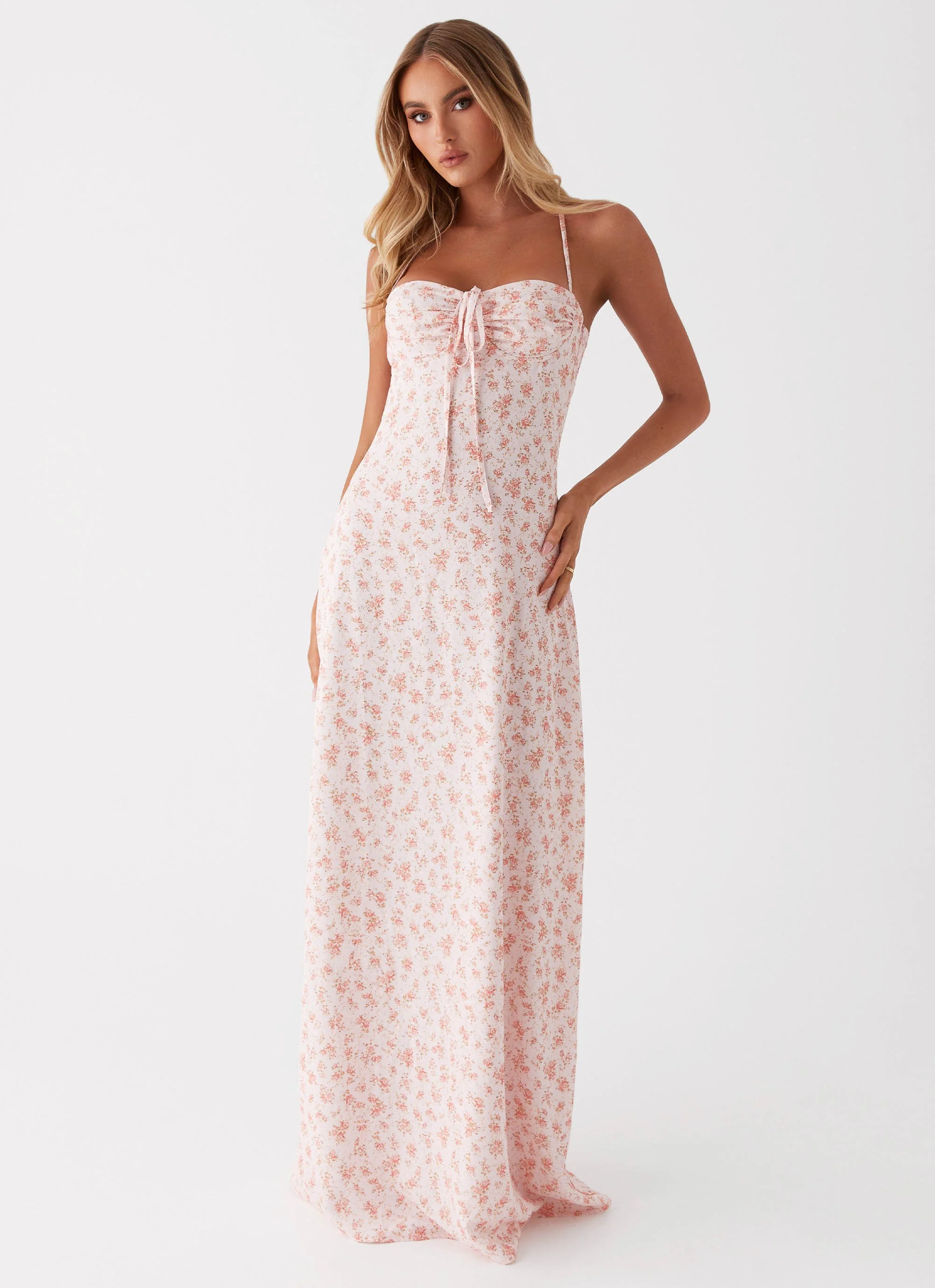 Aveline Bustier Maxi Dress - Pink Ditsy Floral - Image 6