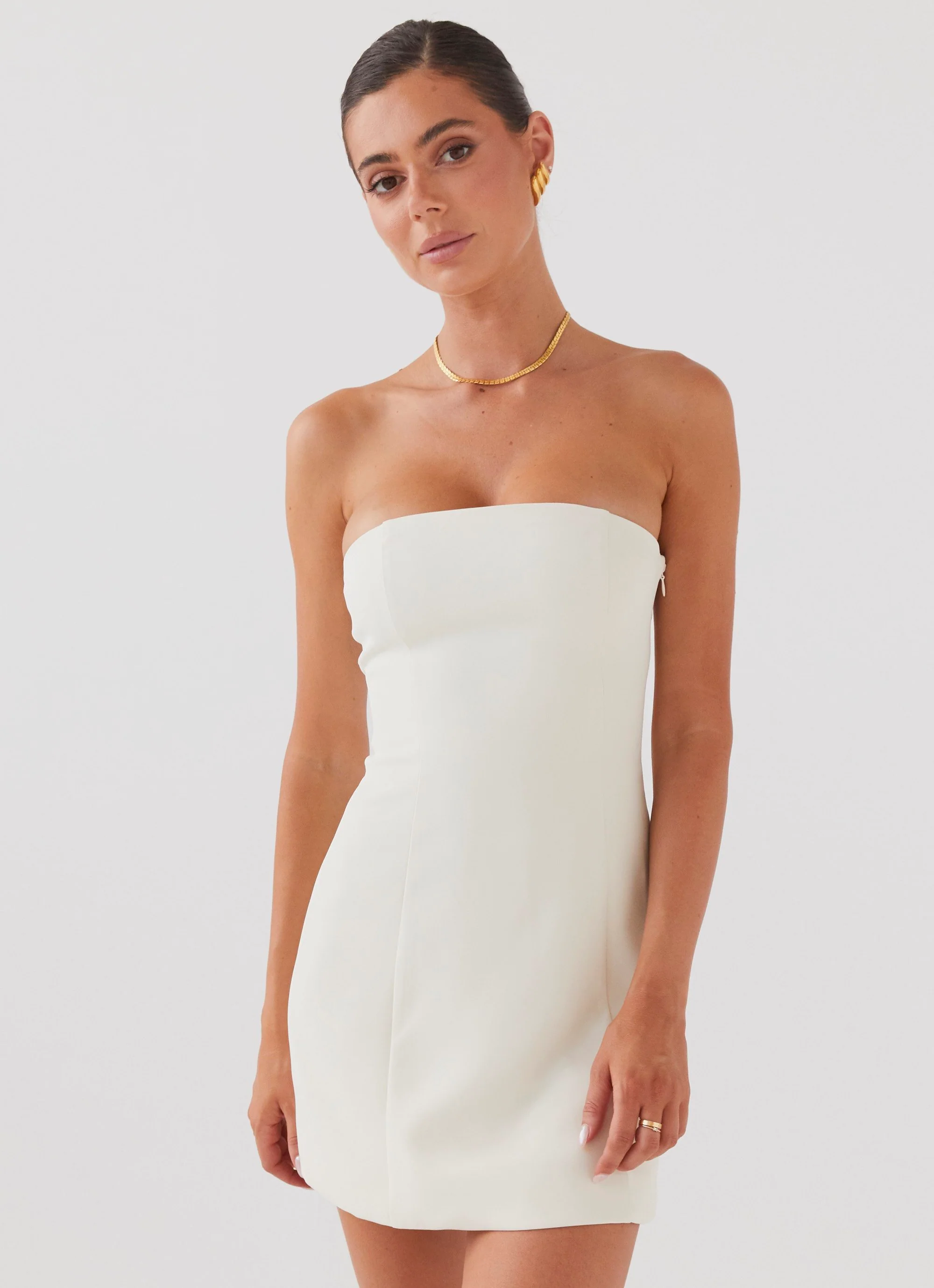 Ayanna Strapless Mini Dress - Ivory - Image 5