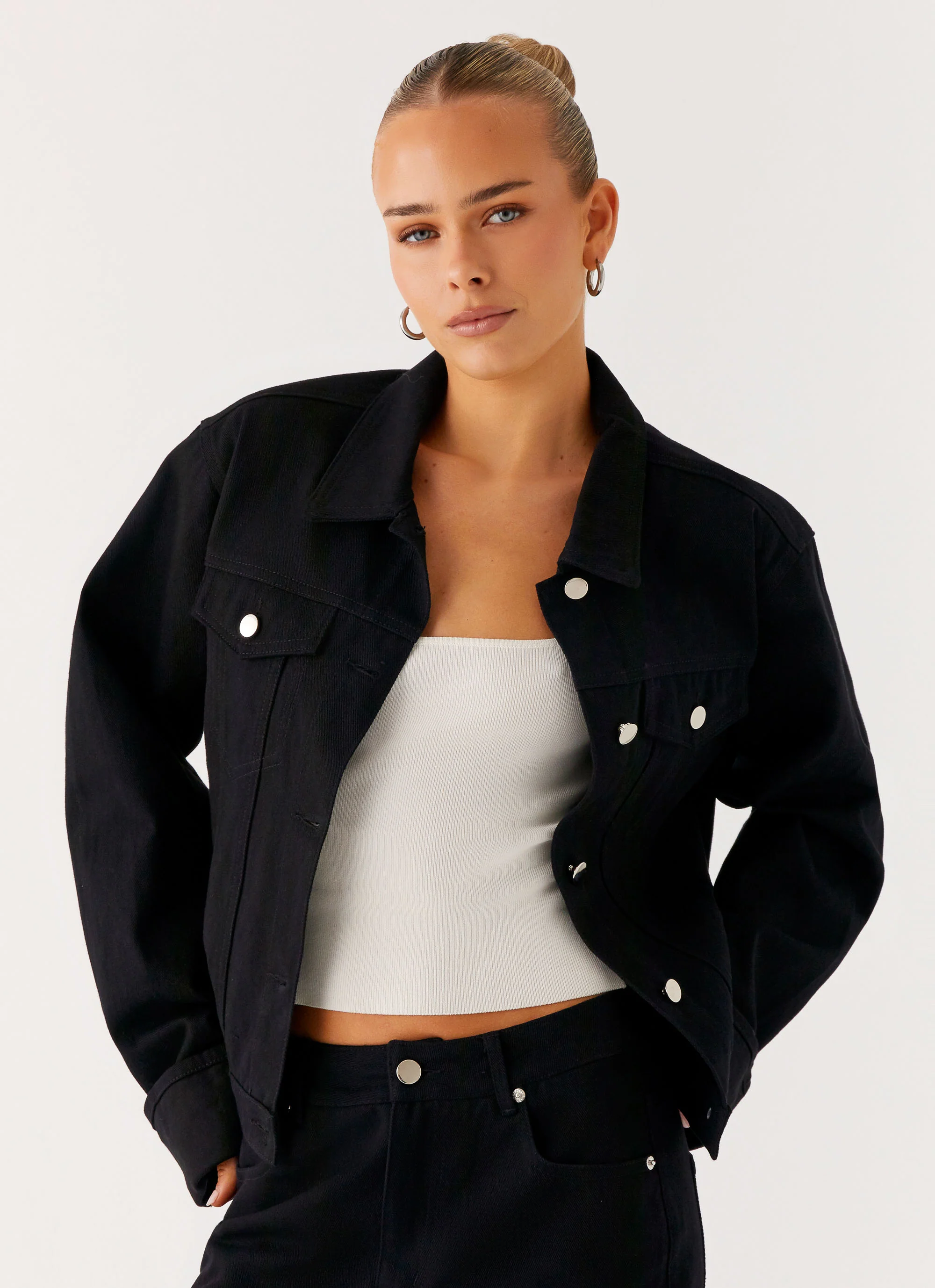 Back Again Oversized Denim Jacket - Black - Image 5