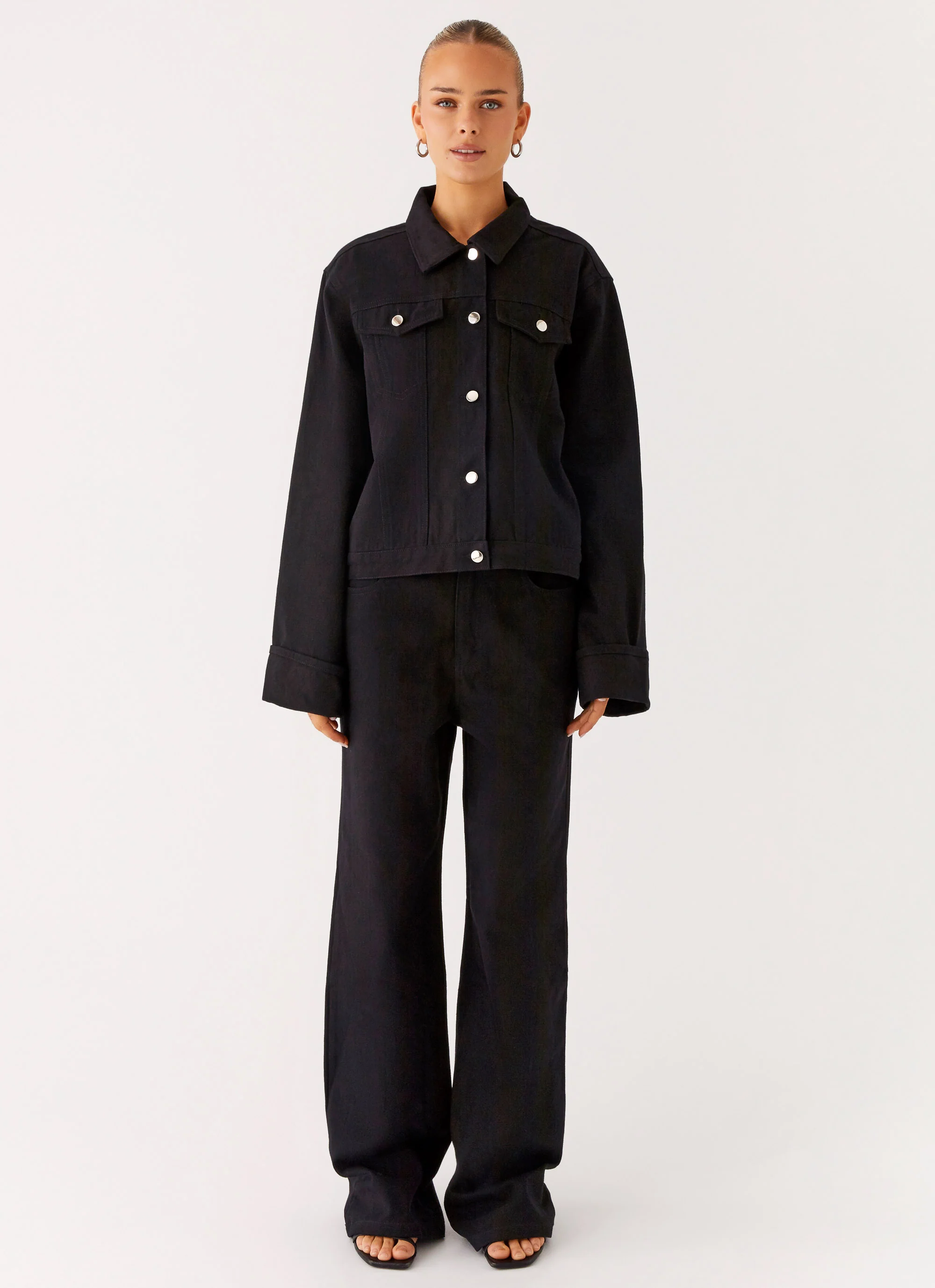 Back Again Oversized Denim Jacket - Black - Image 6