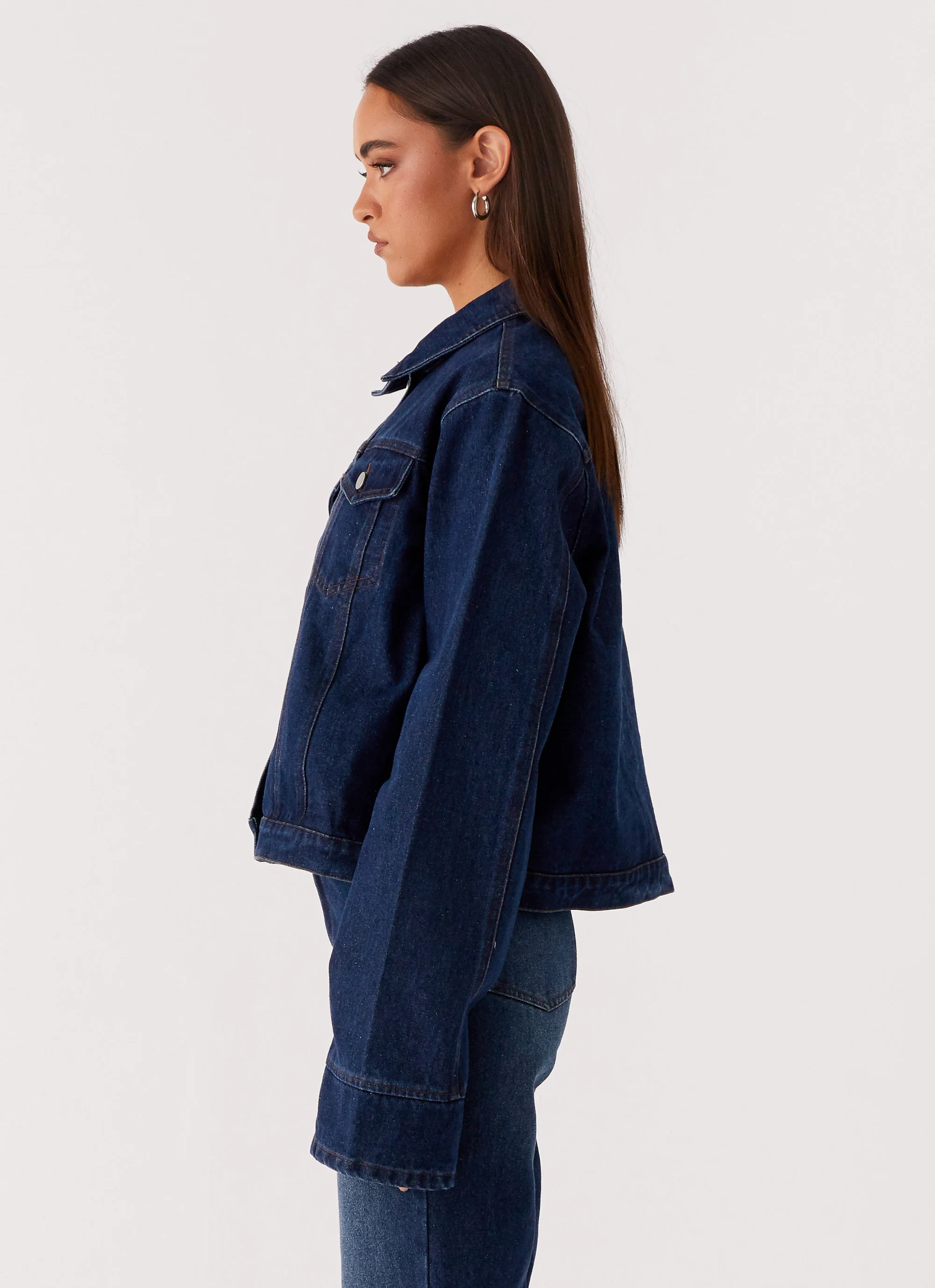 Back Again Oversized Denim Jacket - Vintage Blue - Image 3