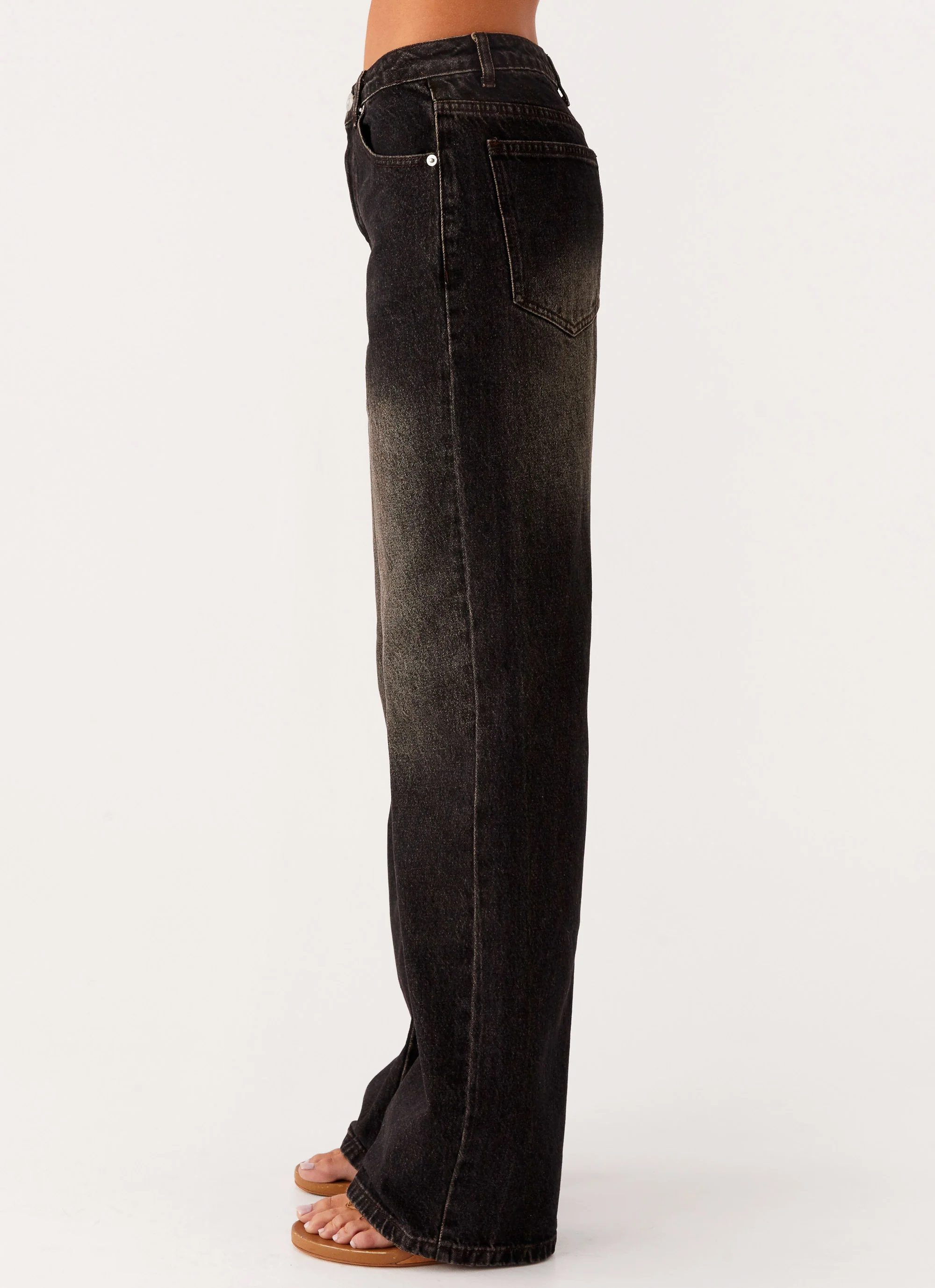 Back Again Straight Leg Denim Jeans - Acid Charcoal - Image 3