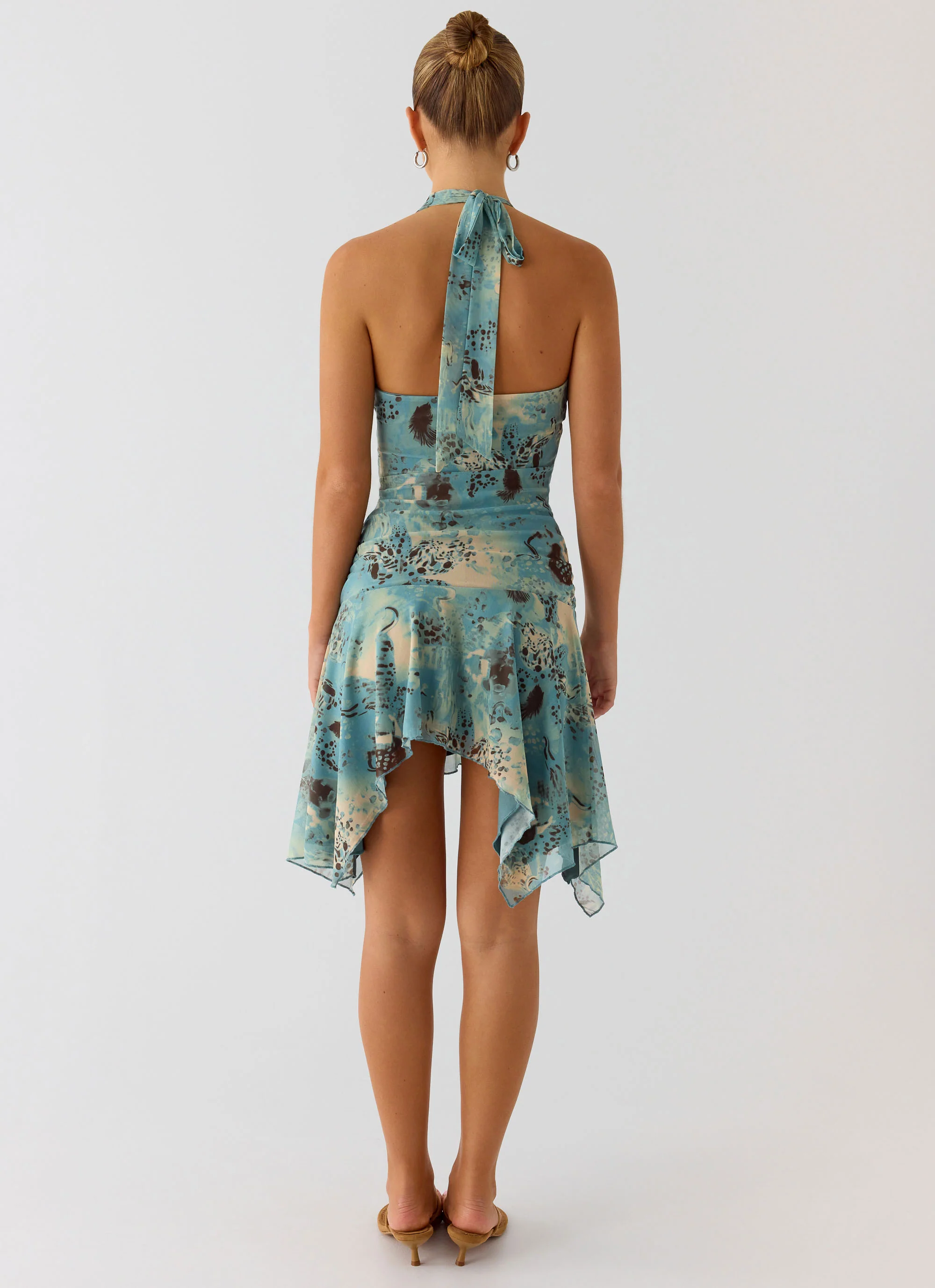 Bad Alive Halter Hanky Mini Dress - Aqua Blur - Image 3