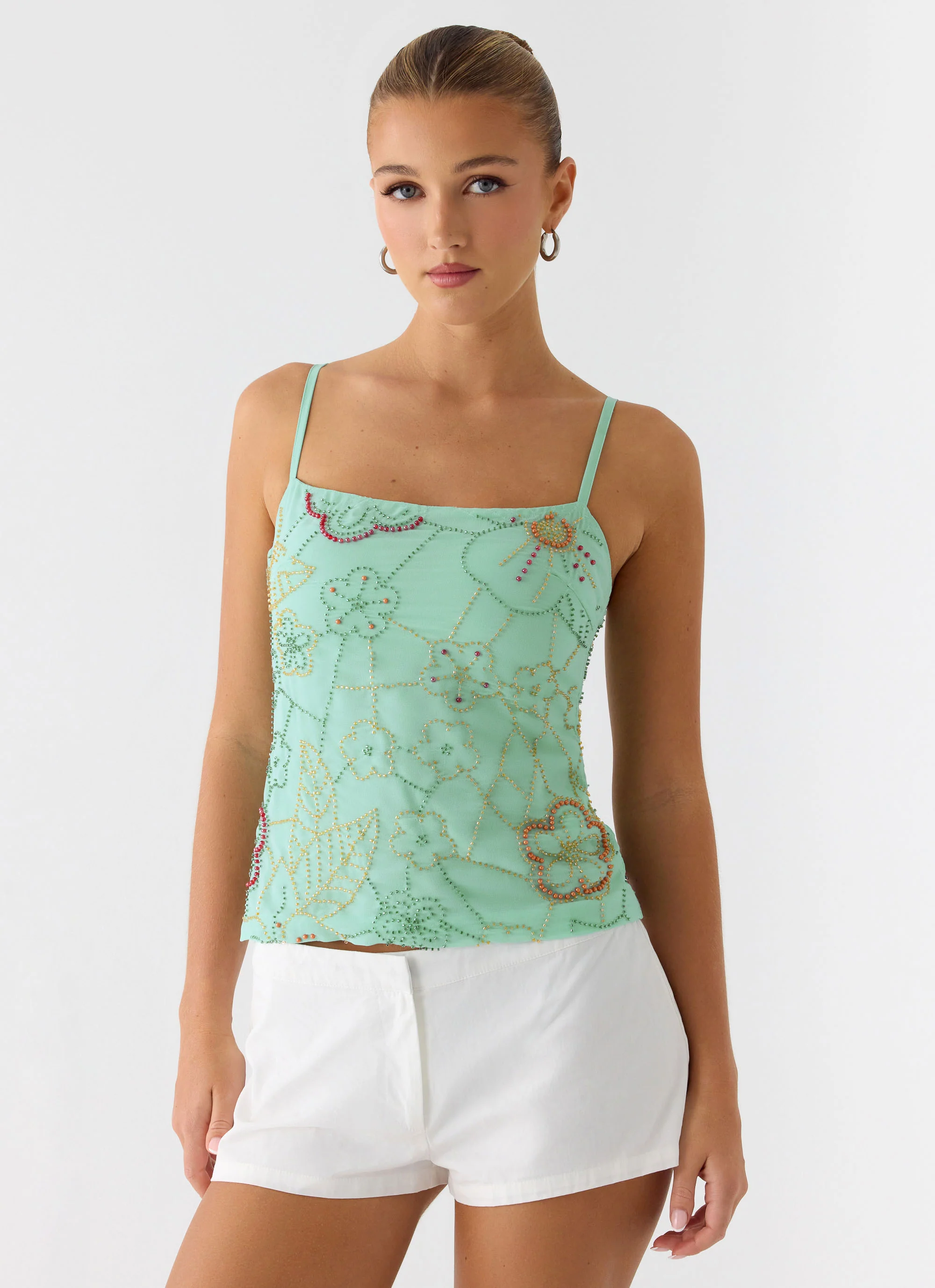 Be Alright Beaded Top - Turquoise - Image 5