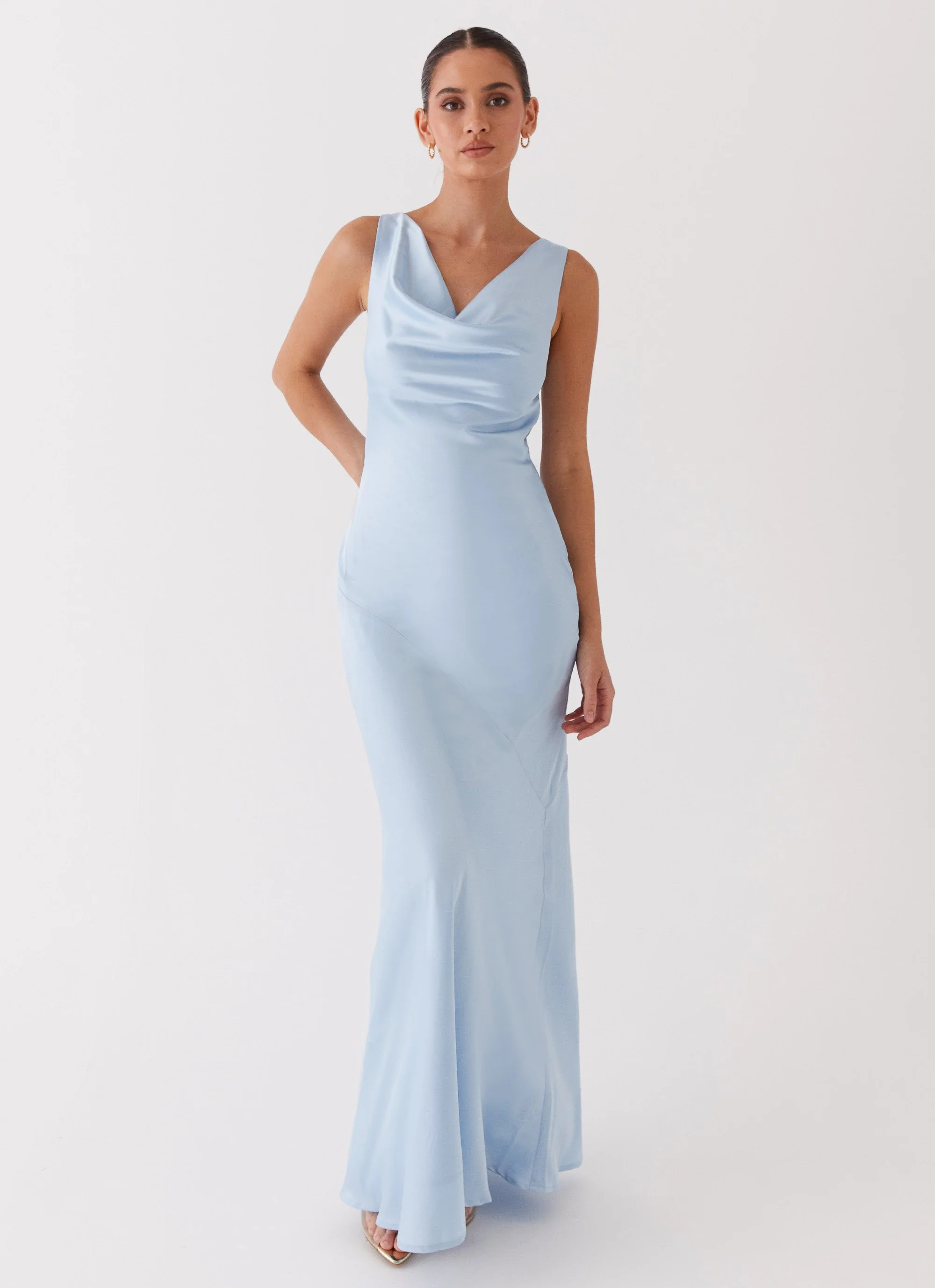 Be Mine Satin Maxi Dress - Blue - Image 3