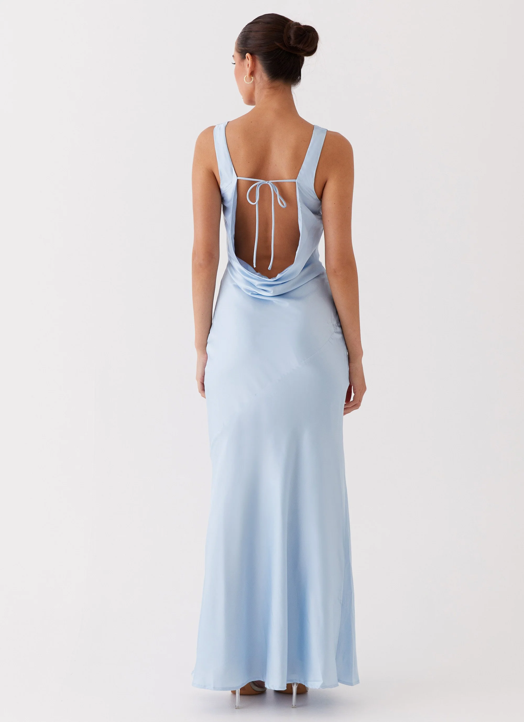 Be Mine Satin Maxi Dress - Blue - Image 4