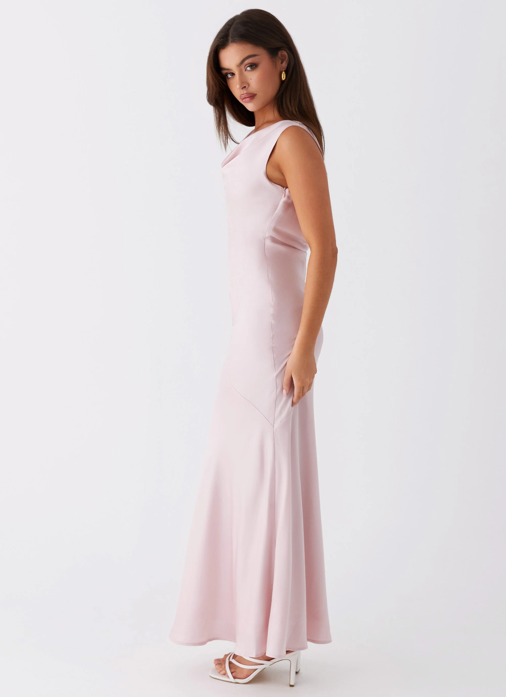 Be Mine Satin Maxi Dress - Mauve Pink - Image 3