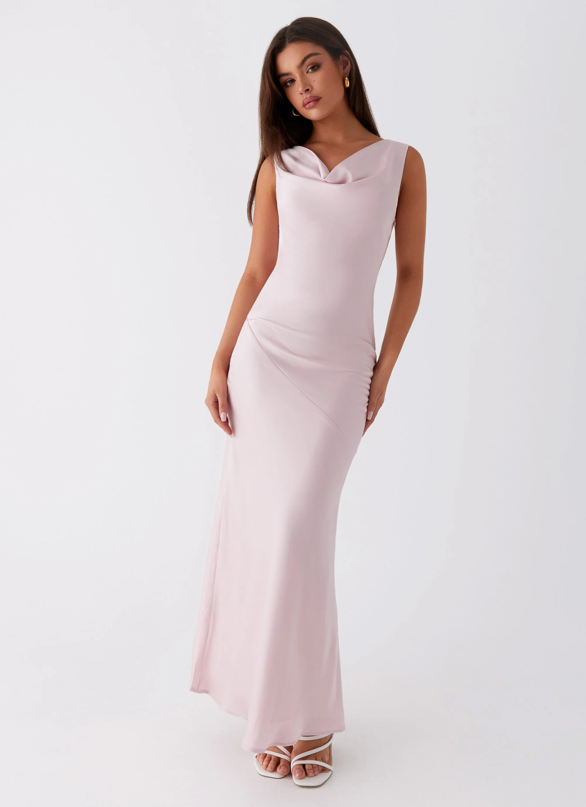 Be Mine Satin Maxi Dress - Mauve Pink - Image 5