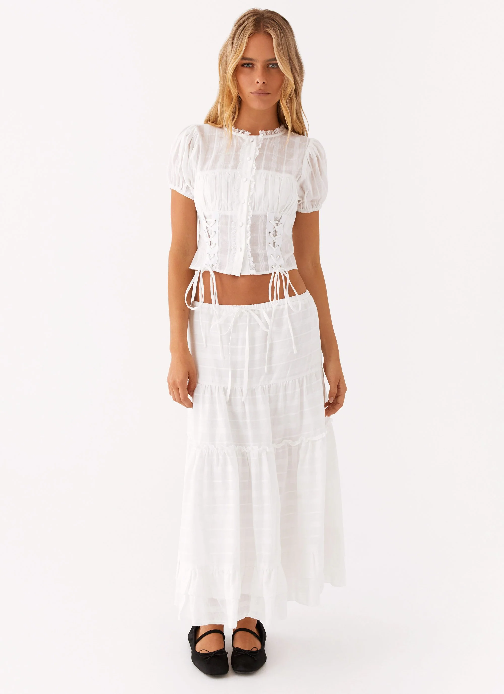 Beatrix Frill Midi Skirt - White - Image 6