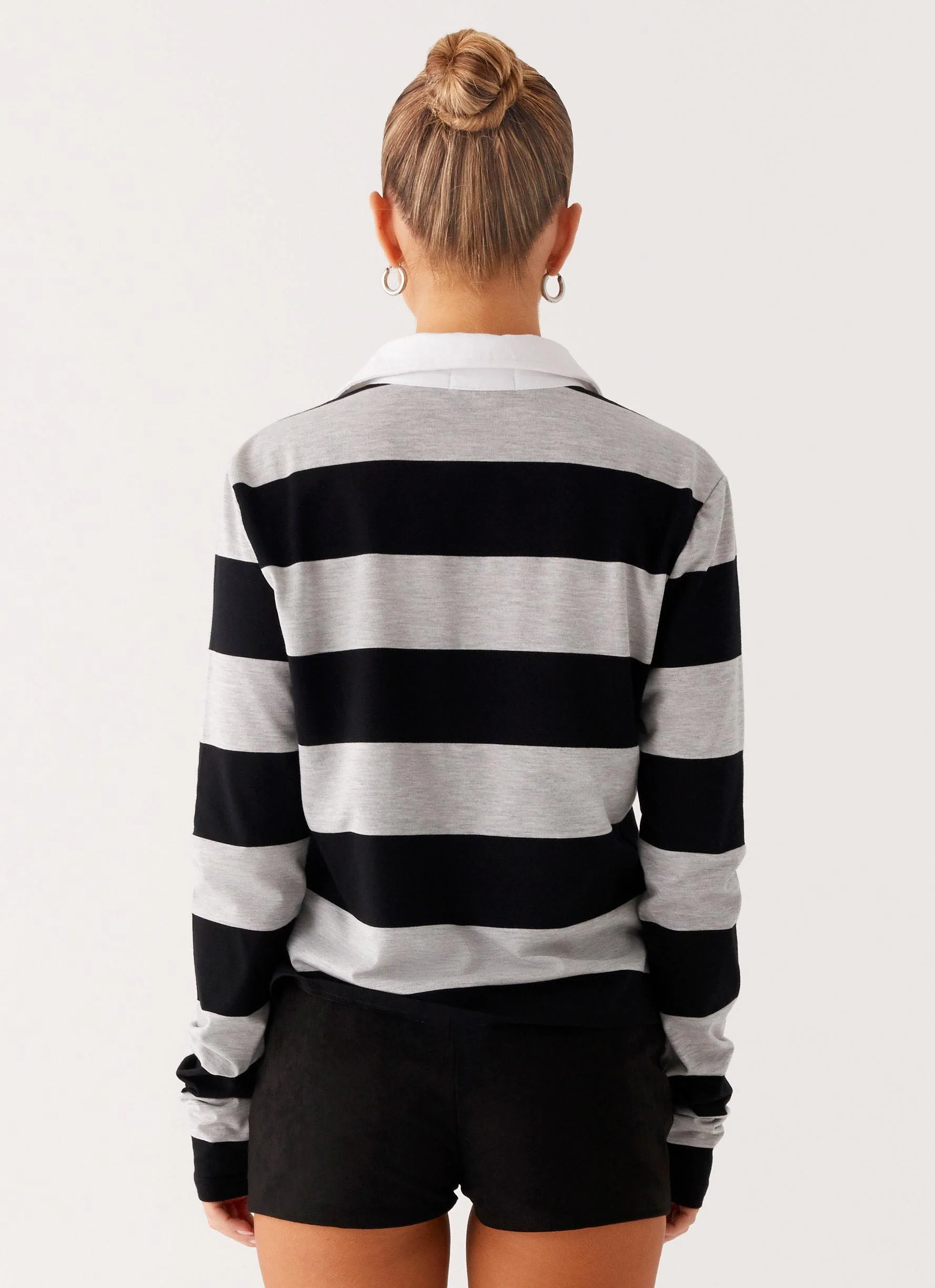 Beckett Polo Top - Grey Black Stripe - Image 4