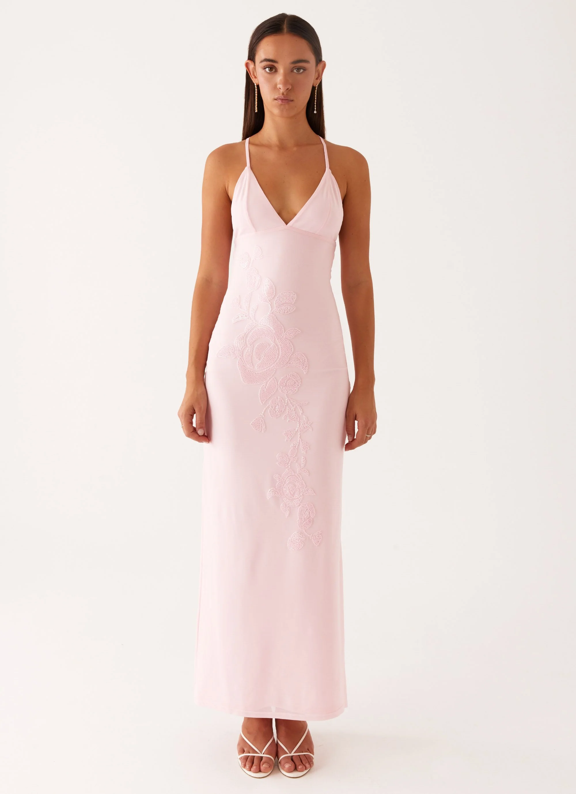 Beki Beaded Mesh Maxi Dress - Pink - Image 3