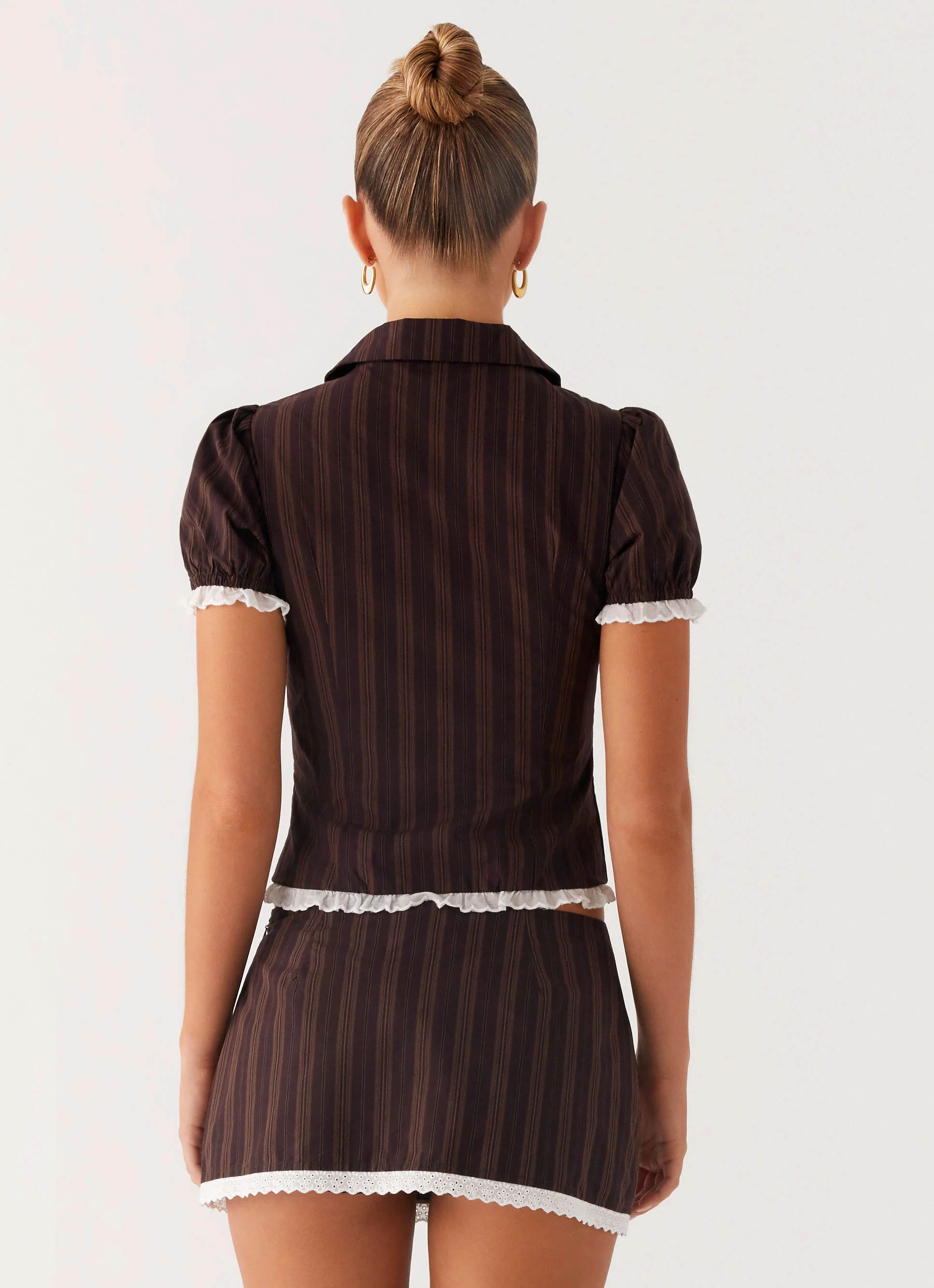 Bennett Button Up Top - Toffee Stripe - Image 3