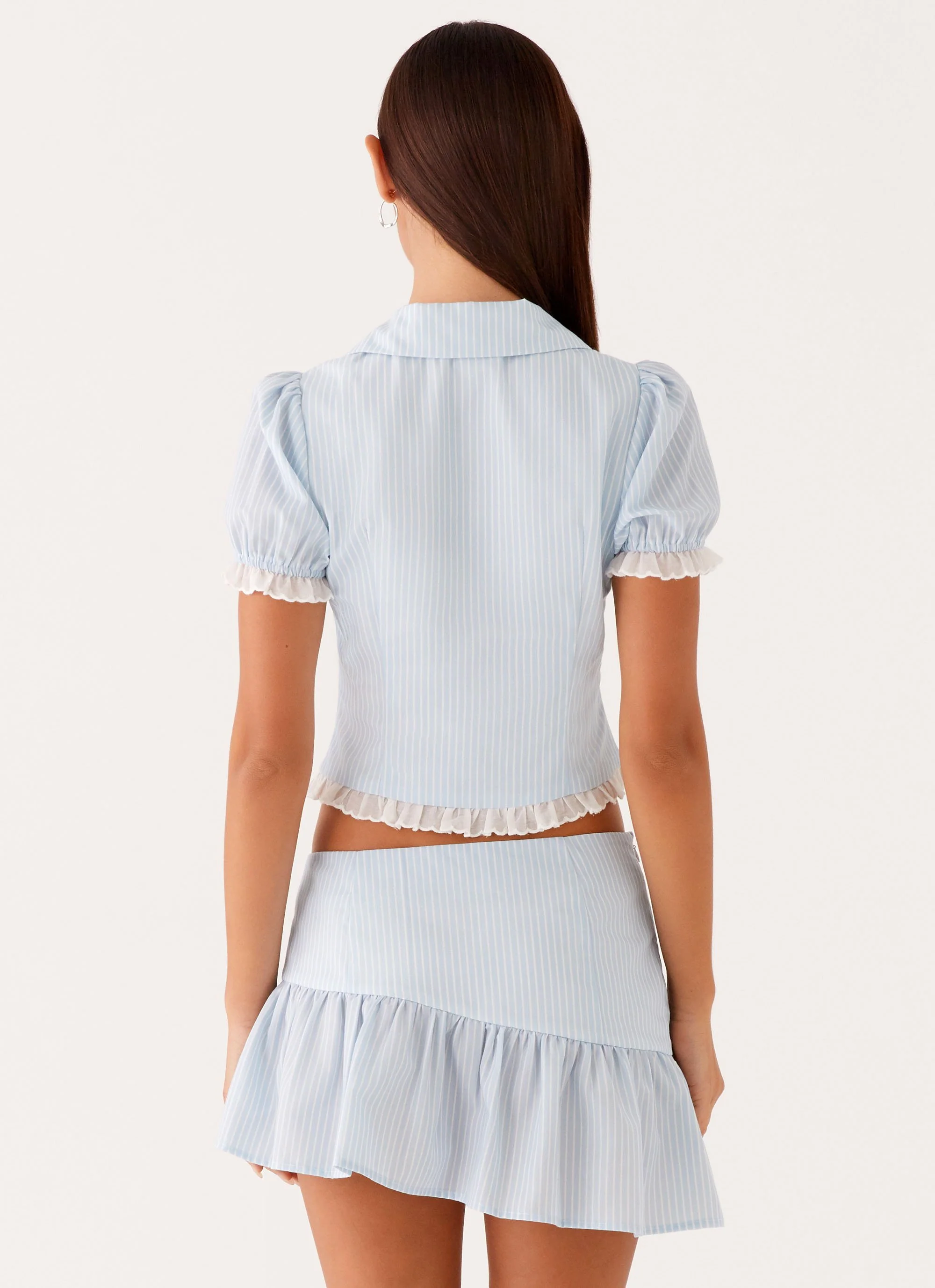 Bennett Mini Skirt - Blue White Stripe - Image 3